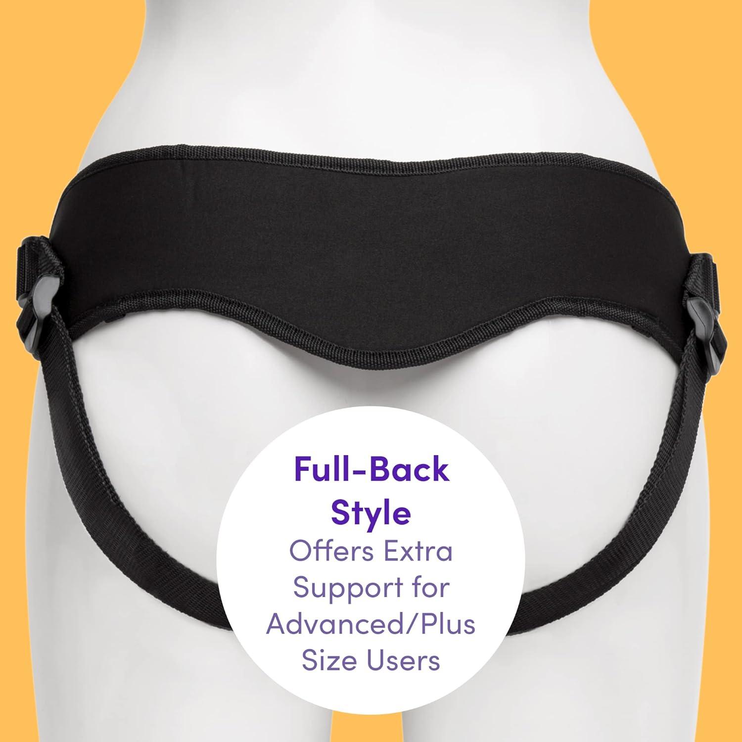 imageLovehoney Full Back Strap On Harness Adjustable Harness for Pegging Full Back Style Provides Extra Support Includes 3 ORings Pocket for Bullet Vibrator Machine Washable Black