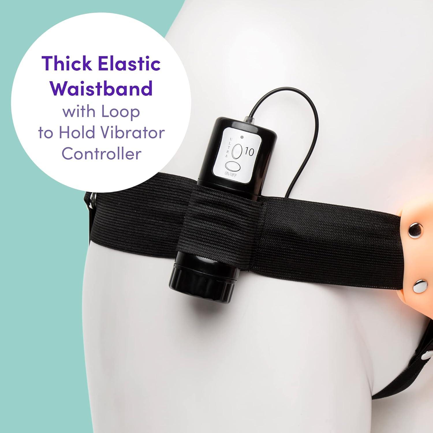 imageLovehoney Perfect Partner Vibrating Strap On Dildo 6 Inch Realistic Strap On for Pegging Thick Elastic Waistband Holds Wired Remote Control 3 Speeds amp 7 Vibration Patterns BlackFlesh Pink