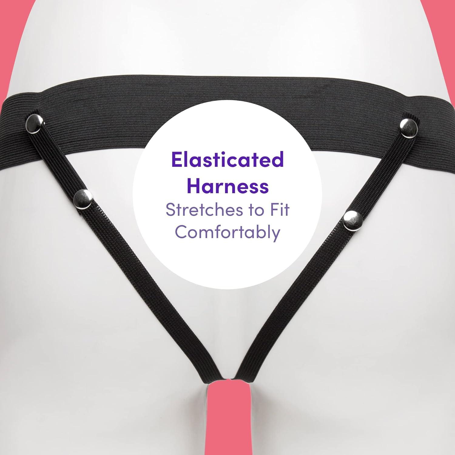 imageLovehoney Perfect Partner Vibrating Strap On Dildo 6 Inch Realistic Strap On for Pegging Thick Elastic Waistband Holds Wired Remote Control 3 Speeds amp 7 Vibration Patterns BlackBlack
