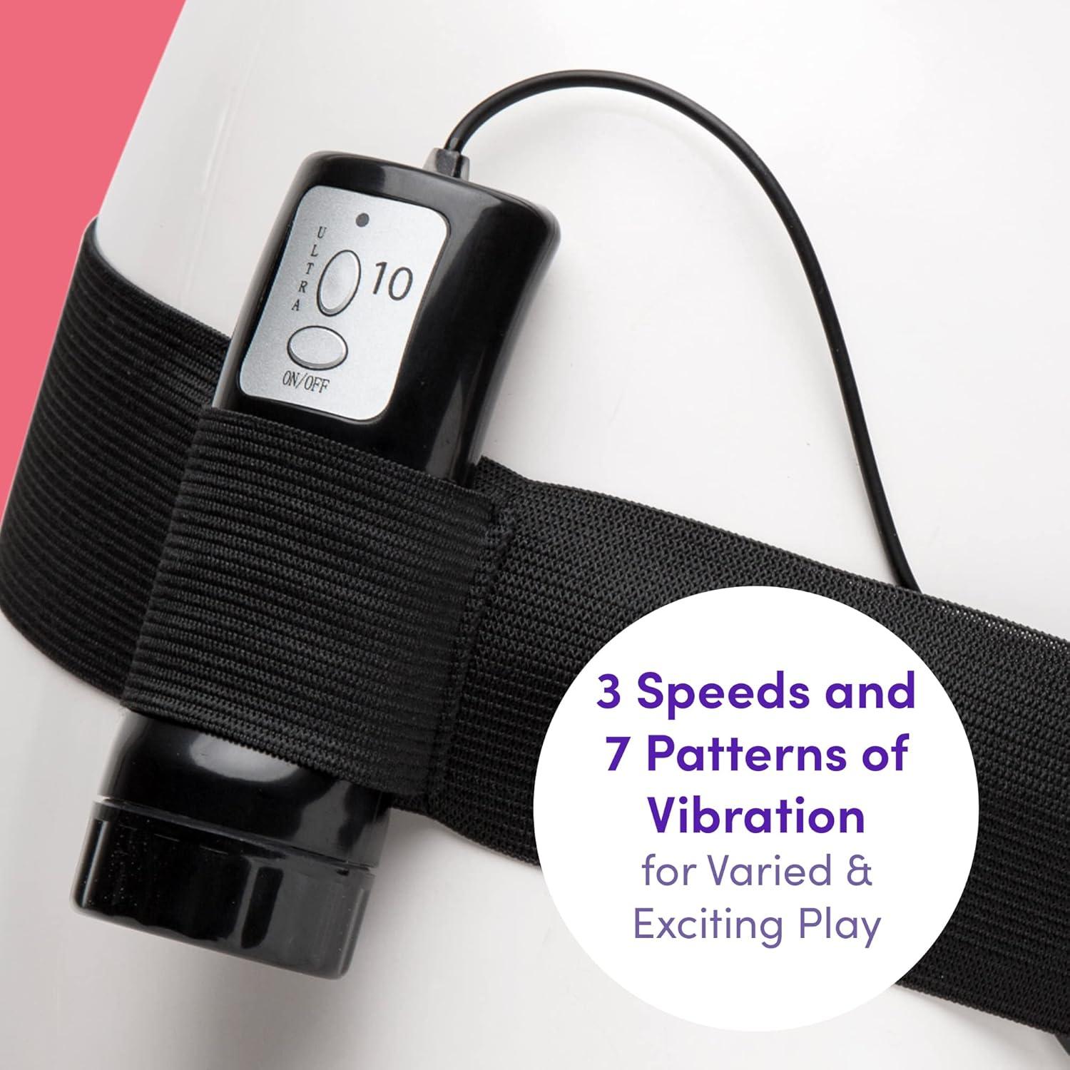 imageLovehoney Perfect Partner Vibrating Strap On Dildo 6 Inch Realistic Strap On for Pegging Thick Elastic Waistband Holds Wired Remote Control 3 Speeds amp 7 Vibration Patterns BlackBlack