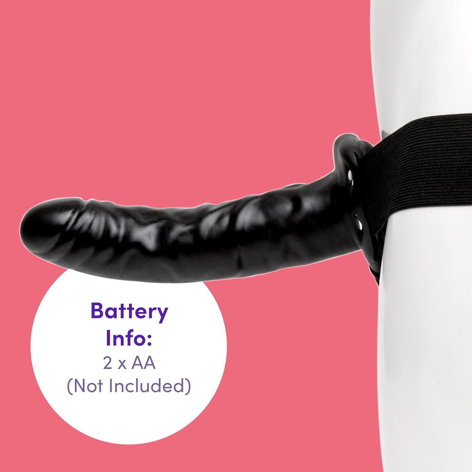 imageLovehoney Perfect Partner Vibrating Strap On Dildo 6 Inch Realistic Strap On for Pegging Thick Elastic Waistband Holds Wired Remote Control 3 Speeds amp 7 Vibration Patterns BlackBlack