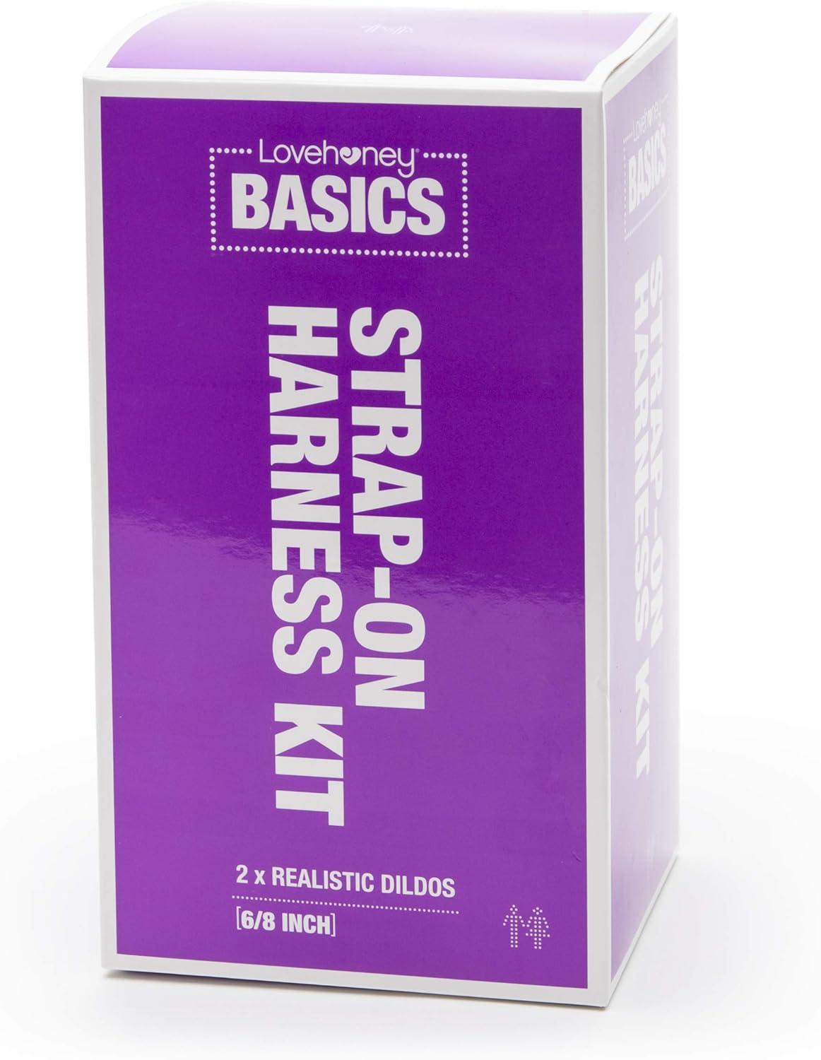 imageLovehoney Strap On Dildo Harness Kit 2 Realistic Strap On Dildos for Pegging 6 Inch amp 8 Inch with Flared Bases Includes 3 ORings amp Adjustable Harness Waterproof Purple