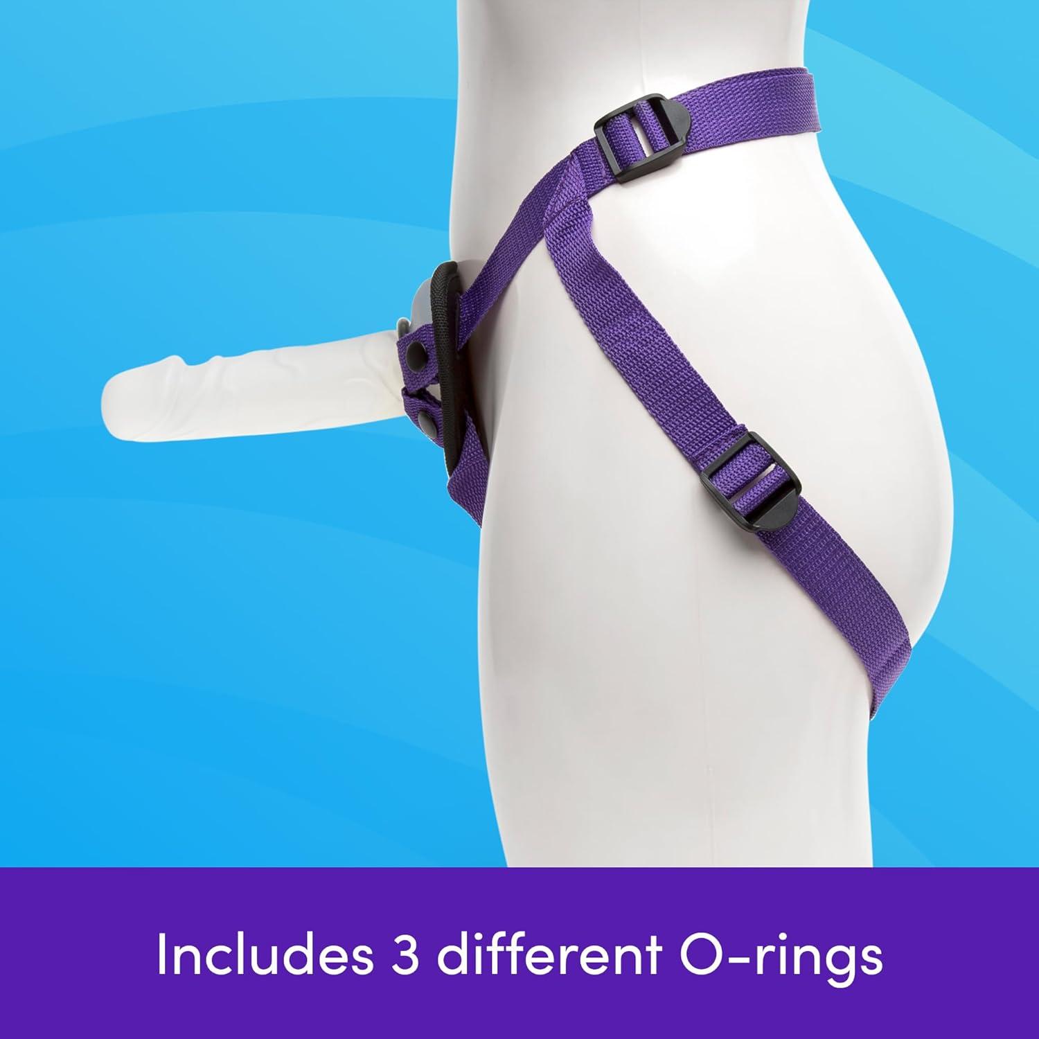 imageLovehoney Triple Strap On Dildo Harness Kit 3 Clear Strap On Dildos 6 8 Inch amp 6 Inch Slimline with Suction Cups Includes 3 ORings Adjustable Harness Couples Gift PurpleBlack