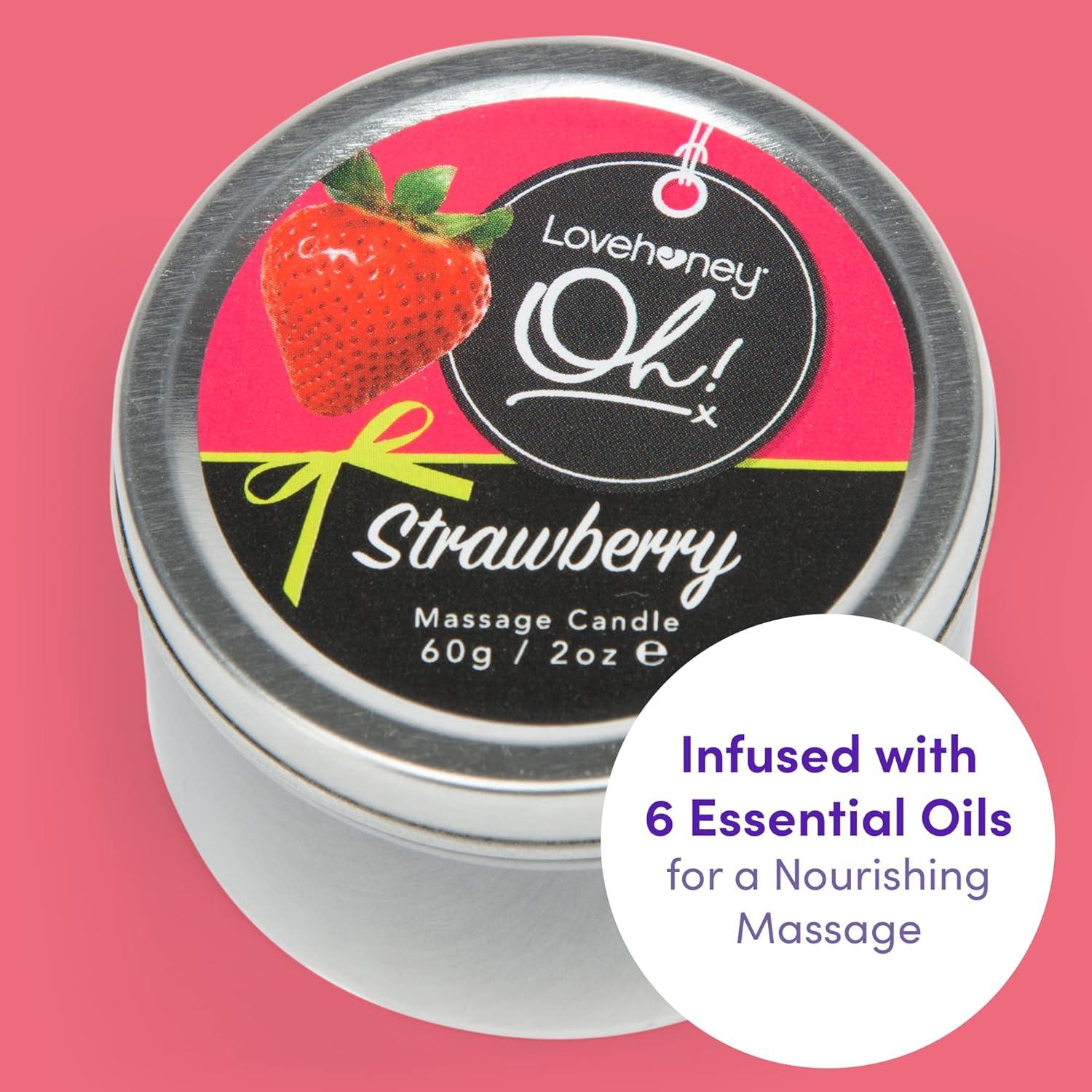 imageLovehoney Oh Vanilla Massage Candle with 6 Essential Oils Vegetarian Friendly 2 ozStrawberry