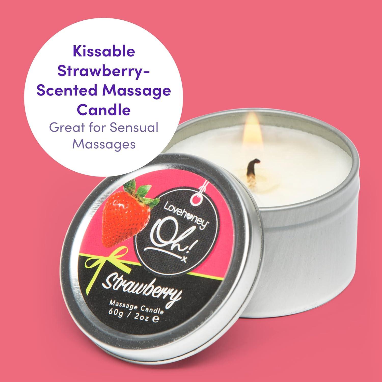 imageLovehoney Oh Vanilla Massage Candle with 6 Essential Oils Vegetarian Friendly 2 ozStrawberry