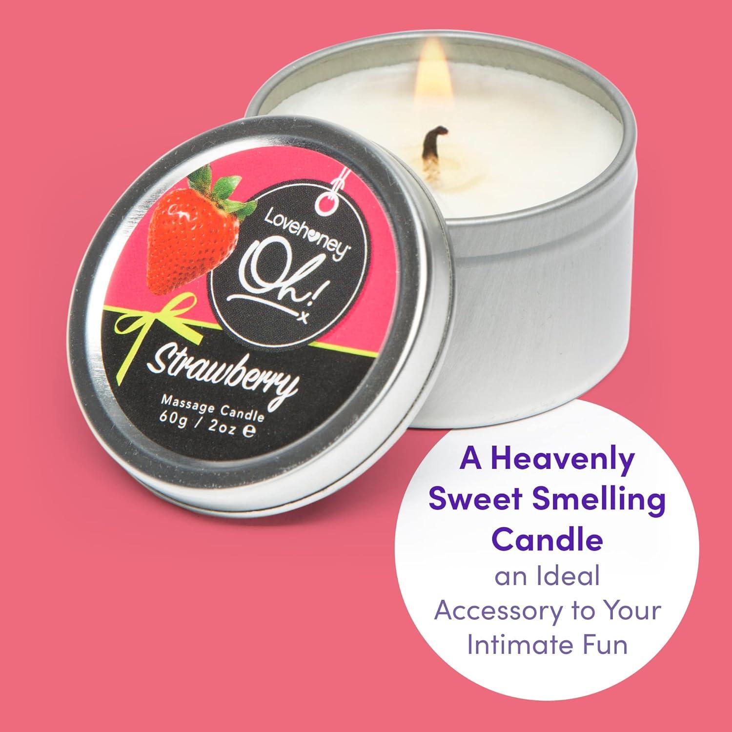 imageLovehoney Oh Vanilla Massage Candle with 6 Essential Oils Vegetarian Friendly 2 ozStrawberry
