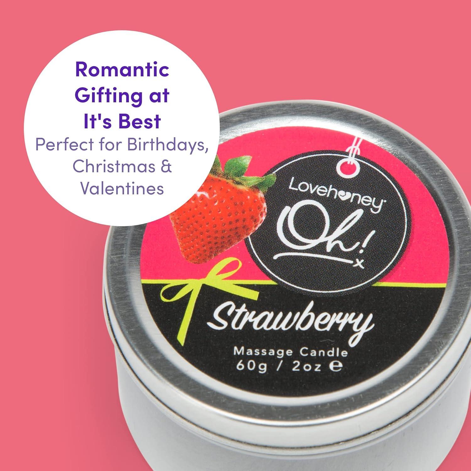 imageLovehoney Oh Vanilla Massage Candle with 6 Essential Oils Vegetarian Friendly 2 ozStrawberry