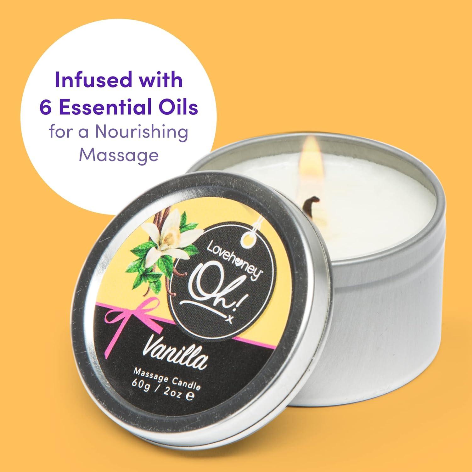 imageLovehoney Oh Vanilla Massage Candle with 6 Essential Oils Vegetarian Friendly 2 ozVanilla
