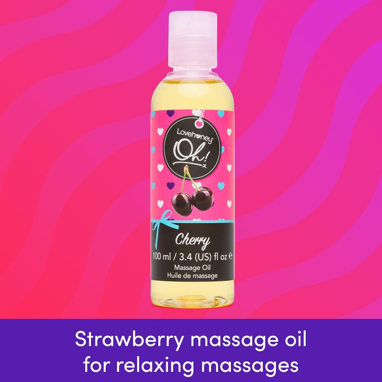 imageLovehoney Strawberry Massage Oil Infused with Essential Oils Vegetarian Friendly 1ozCherry