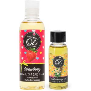 Lovehoney Vanilla Massage Oil 1 fl oz & Strawberry Flavored Massage Oil 3.4 fl oz | Relaxation Massage Bundle