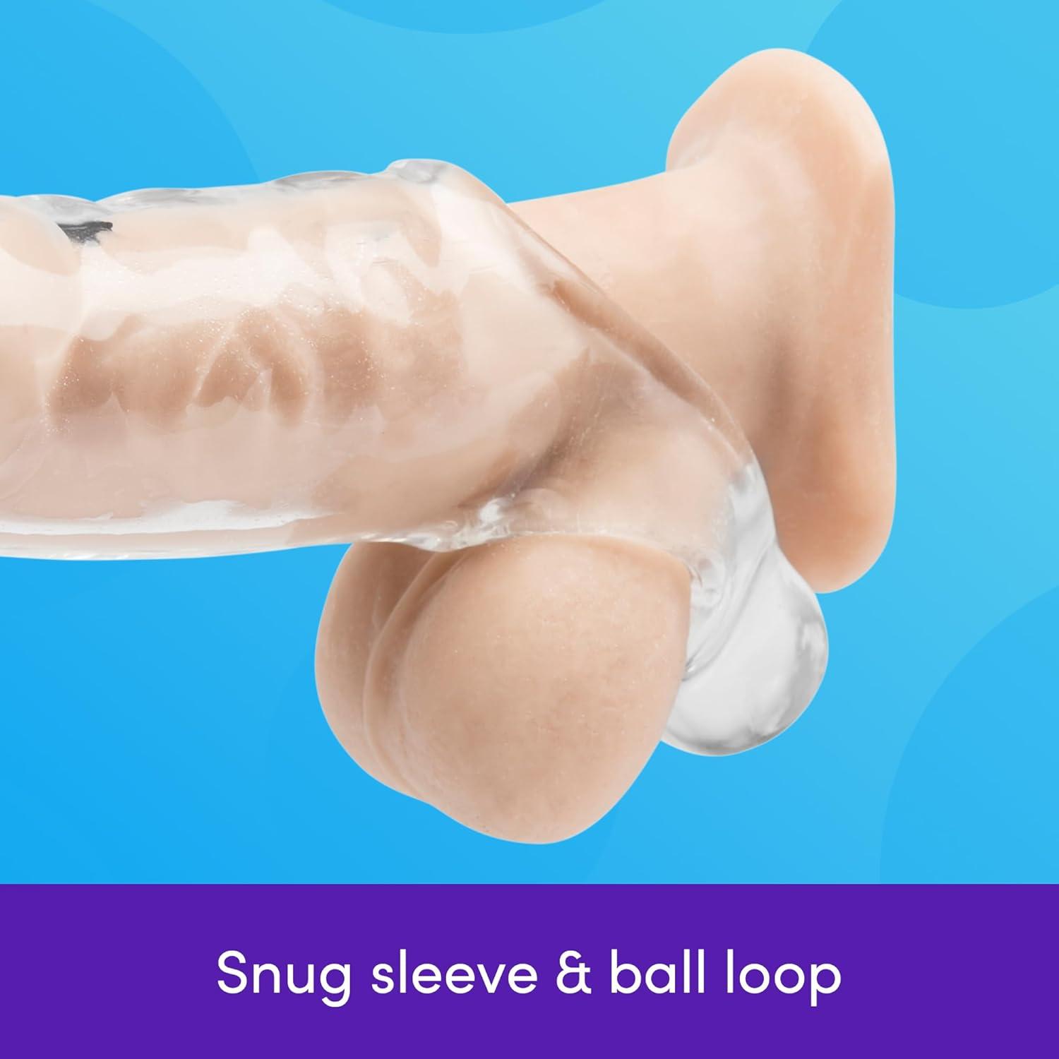 imageLovehoney Mega Mighty Thick Penis Sleeve Sex Toys for Men 13 Extra Inches Penis Extender with Loop Realistic Cock Enlarger amp Girth Enhancer Sleeve Delay Ejaculation Couples Adult Toy ClearClear