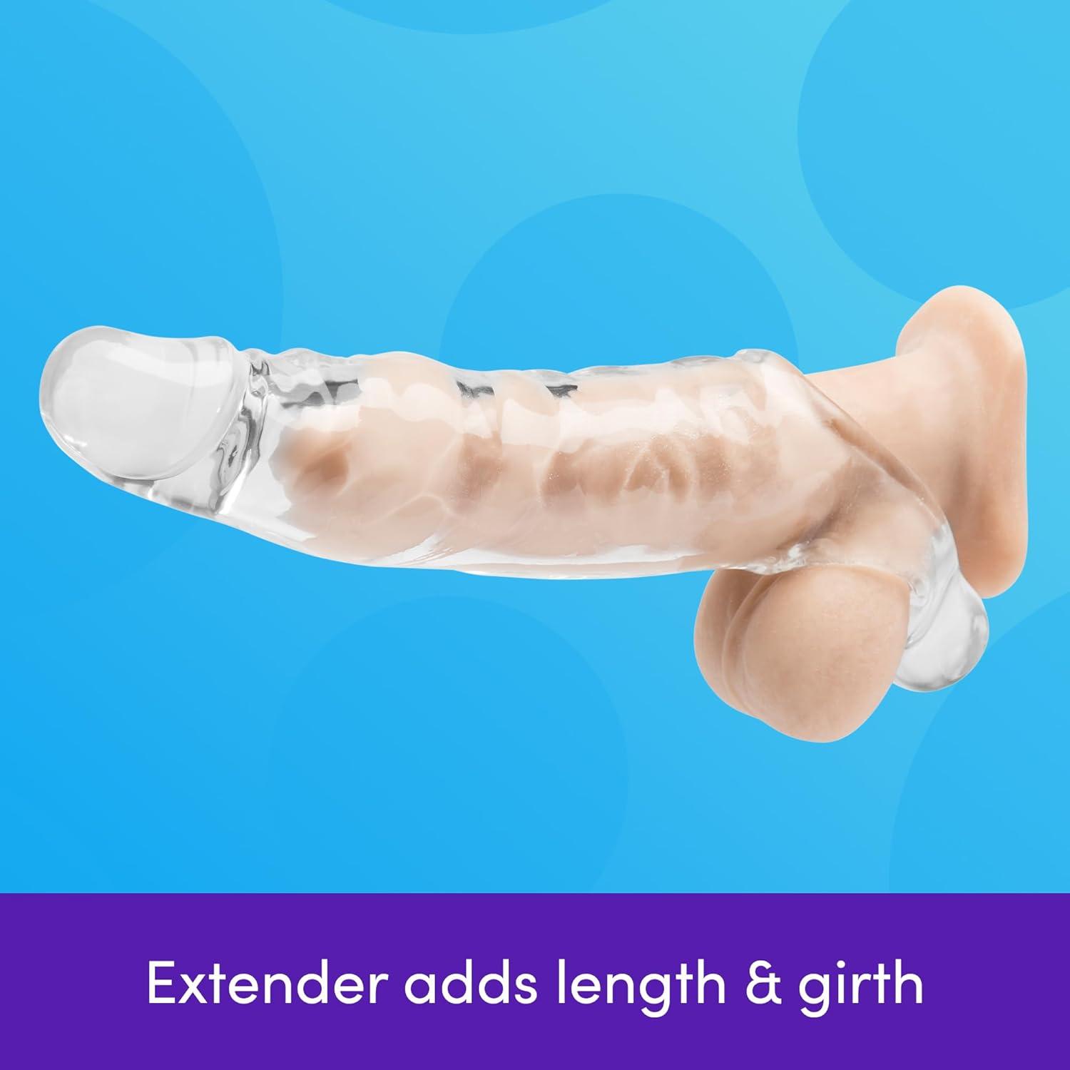 imageLovehoney Mega Mighty Thick Penis Sleeve Sex Toys for Men 13 Extra Inches Penis Extender with Loop Realistic Cock Enlarger amp Girth Enhancer Sleeve Delay Ejaculation Couples Adult Toy ClearClear