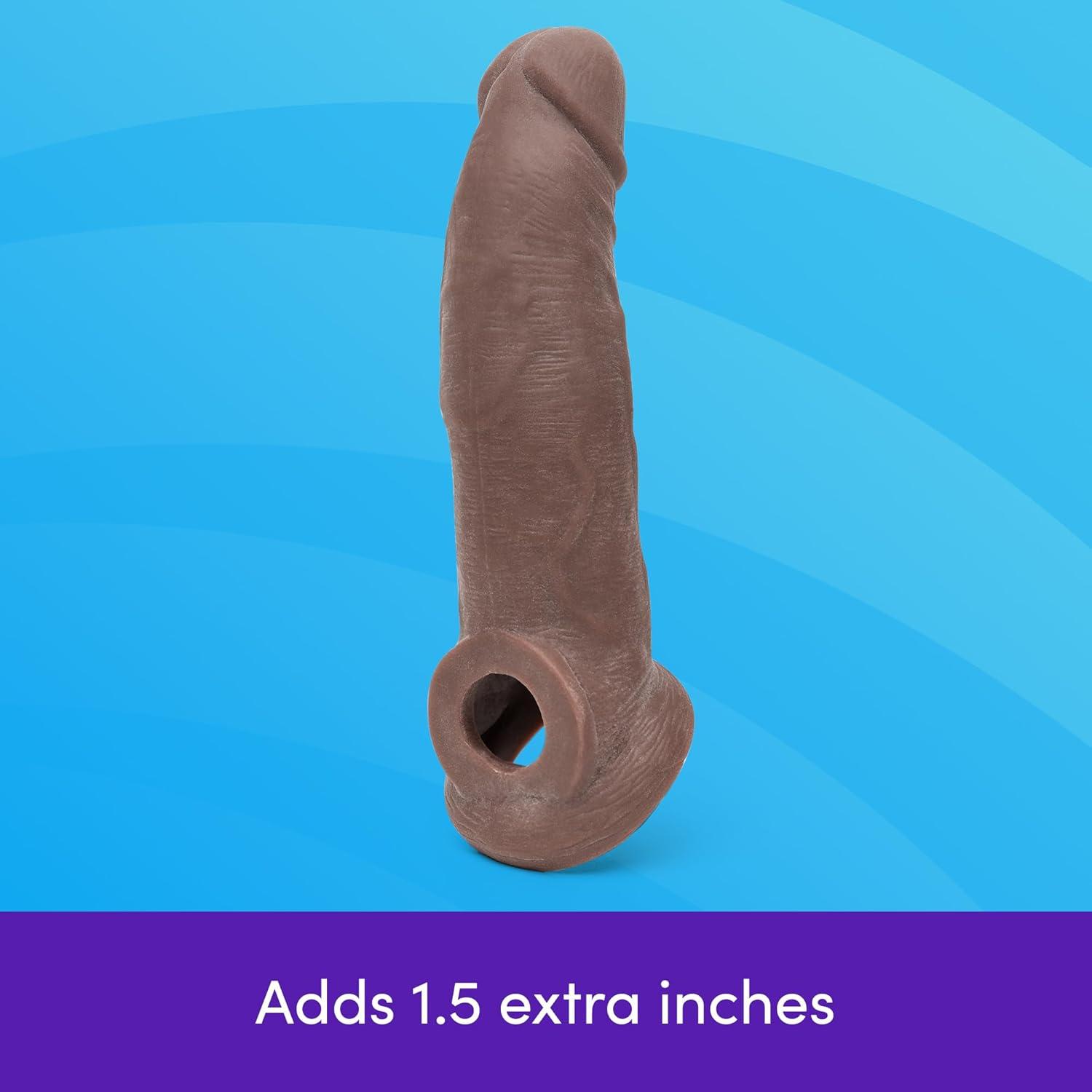 imageLovehoney RealFeel Realistic Penis Sleeve Penis Extender with Ball Loop Adult Toys Male Sex Toy Adds 15 Extra Inches Cock Sleeve Enhancer for Men Large Dildo for Couples Flesh PinkFlesh Brown
