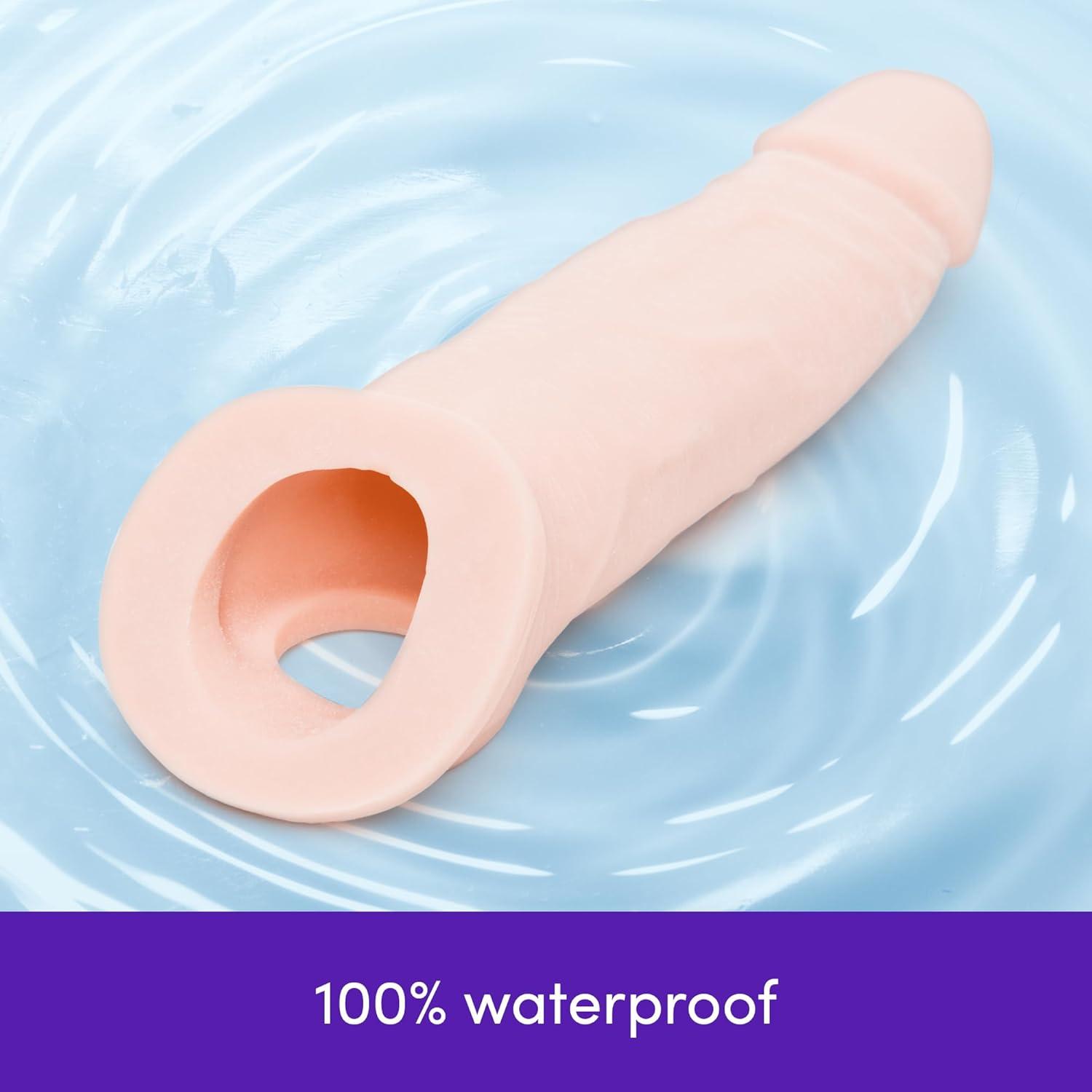 imageLovehoney RealFeel Realistic Penis Sleeve Penis Extender with Ball Loop Adult Toys Male Sex Toy Adds 15 Extra Inches Cock Sleeve Enhancer for Men Large Dildo for Couples Flesh PinkFlesh Pink
