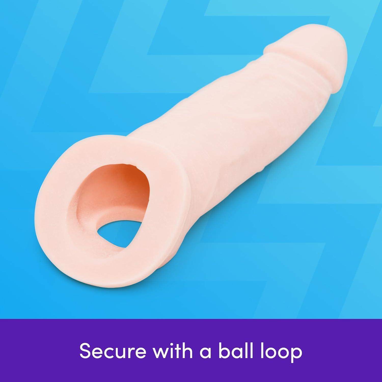 imageLovehoney RealFeel Realistic Penis Sleeve Penis Extender with Ball Loop Adult Toys Male Sex Toy Adds 15 Extra Inches Cock Sleeve Enhancer for Men Large Dildo for Couples Flesh PinkFlesh Pink