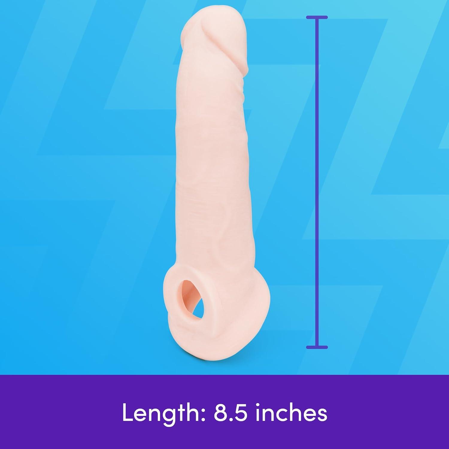 imageLovehoney RealFeel Realistic Penis Sleeve Penis Extender with Ball Loop Adult Toys Male Sex Toy Adds 15 Extra Inches Cock Sleeve Enhancer for Men Large Dildo for Couples Flesh PinkFlesh Pink