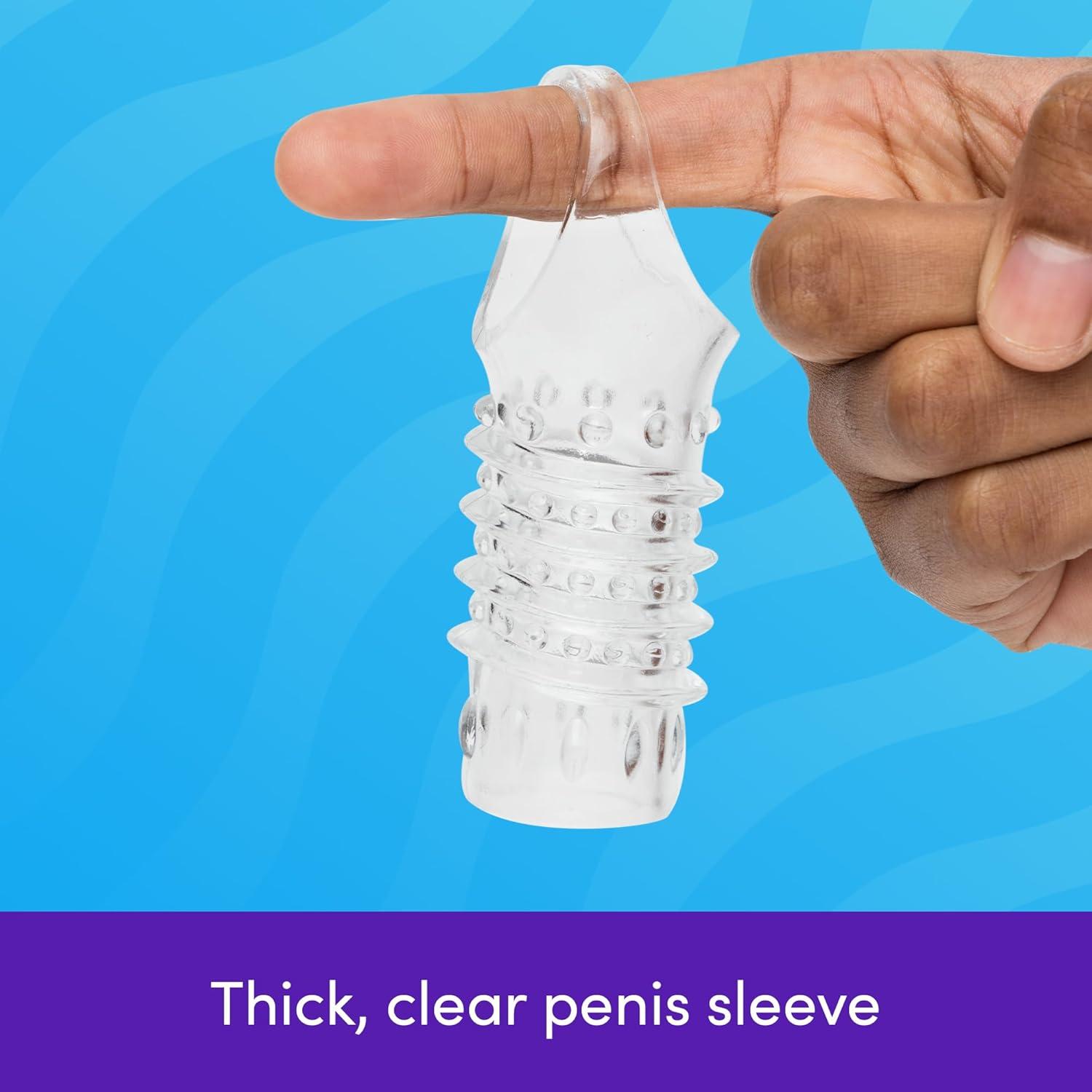 imageLovehoney Thick Penis Sleeve Cock Ring Male Sex Toy Textured Cock Sleeve with Stretchy Ball Loop Adult Sex Toys for Men Girth Enhancer amp Open Ended for Penis Head Stimulation Couples Sex Toys