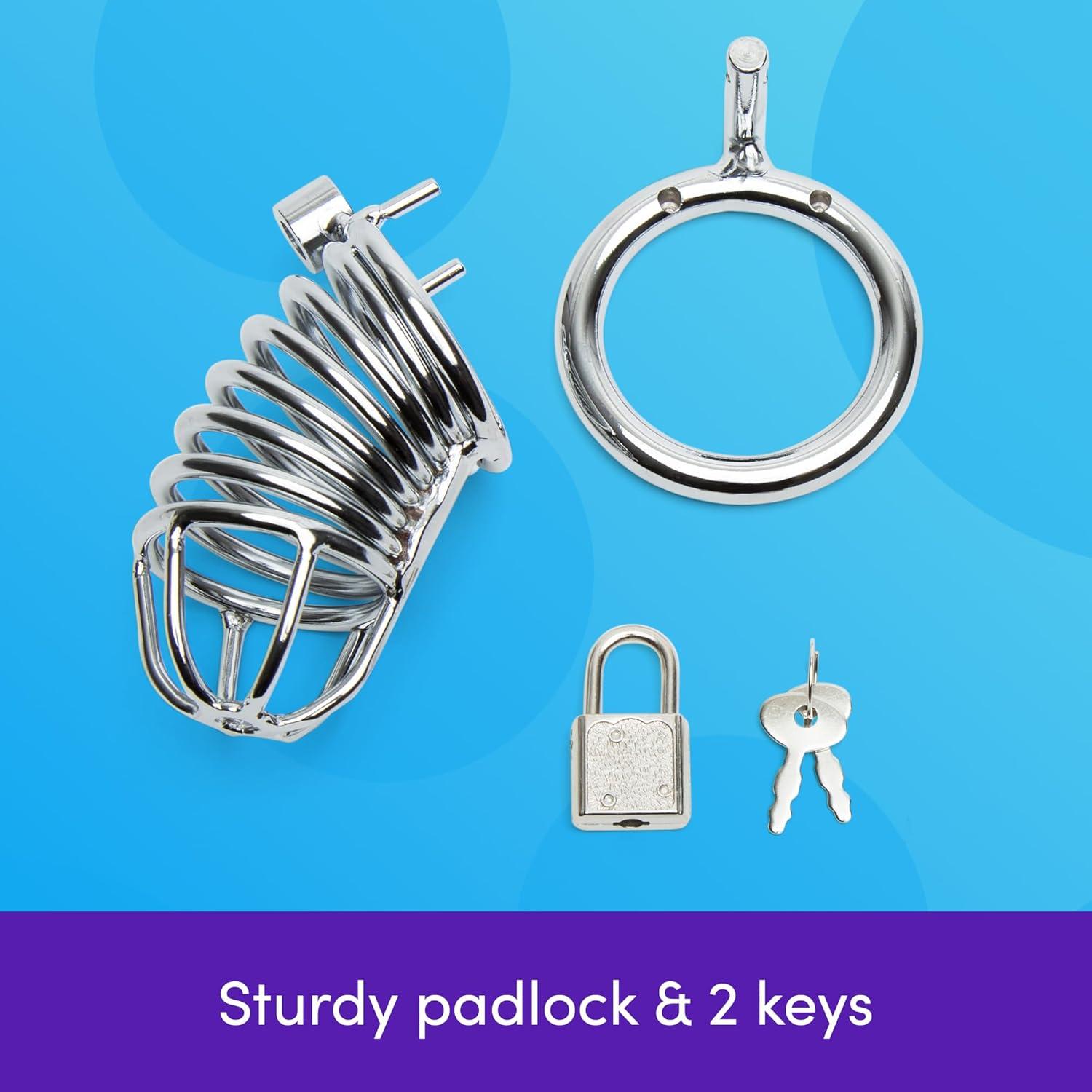 imageLovehoney DOMINIX Deluxe Metal Male 25 Inch Chastity Device Solid Steel Cock Cage for Men with Lock amp Keys Heavy Duty Penis Enclosure Orgasm Control BDSM Fetish Training LongTerm Denial Play
