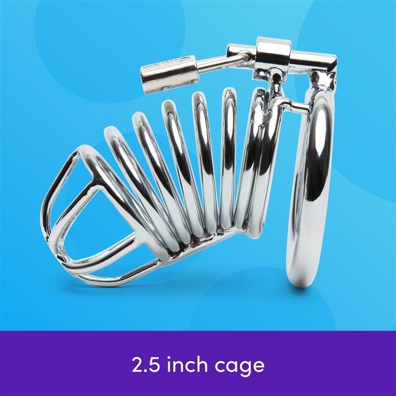 imageLovehoney DOMINIX Deluxe Metal Male 25 Inch Chastity Device Solid Steel Cock Cage for Men with Lock amp Keys Heavy Duty Penis Enclosure Orgasm Control BDSM Fetish Training LongTerm Denial Play