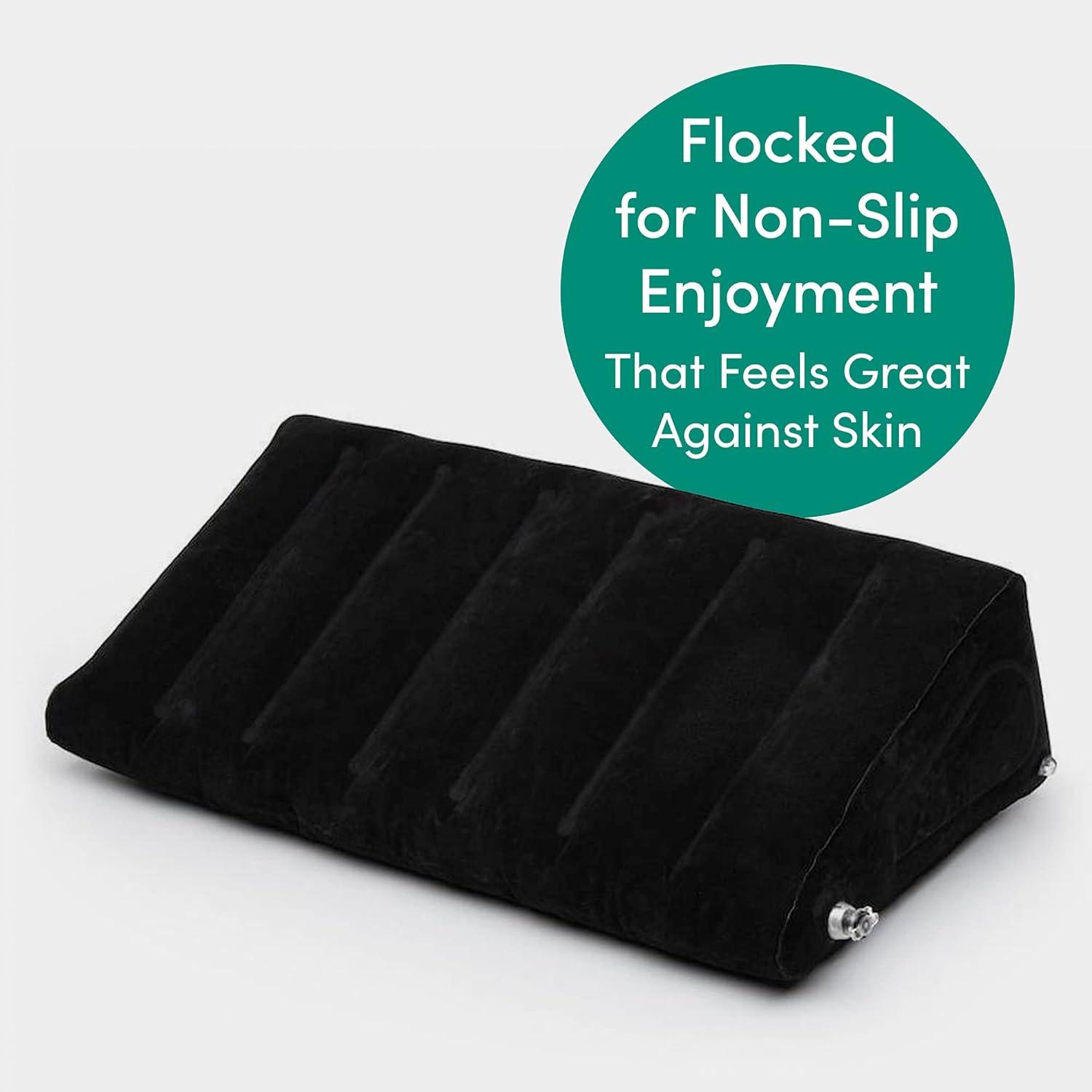 imageLovehoney Dominix Sex Position Wedge Flocked NonSlip Inflatable Wedge Includes 2 Strong Loops for Restraints Sex Pillow for Couples Black