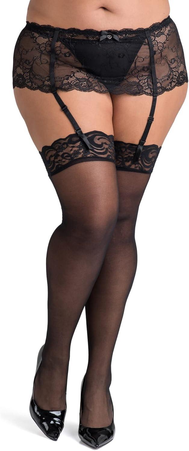 imageLovehoney Lingerie Womens Stocking Plus Size Bundle Red Black amp White 1418 Thigh High Nylon Stockings