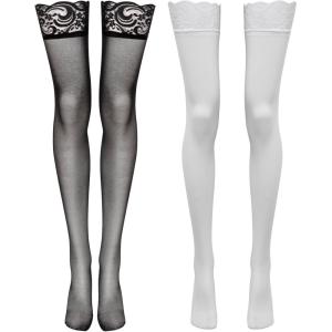 Lovehoney Lingerie Women’s Stocking Bundle | Black & White 4-12 Thigh High Nylon Stockings