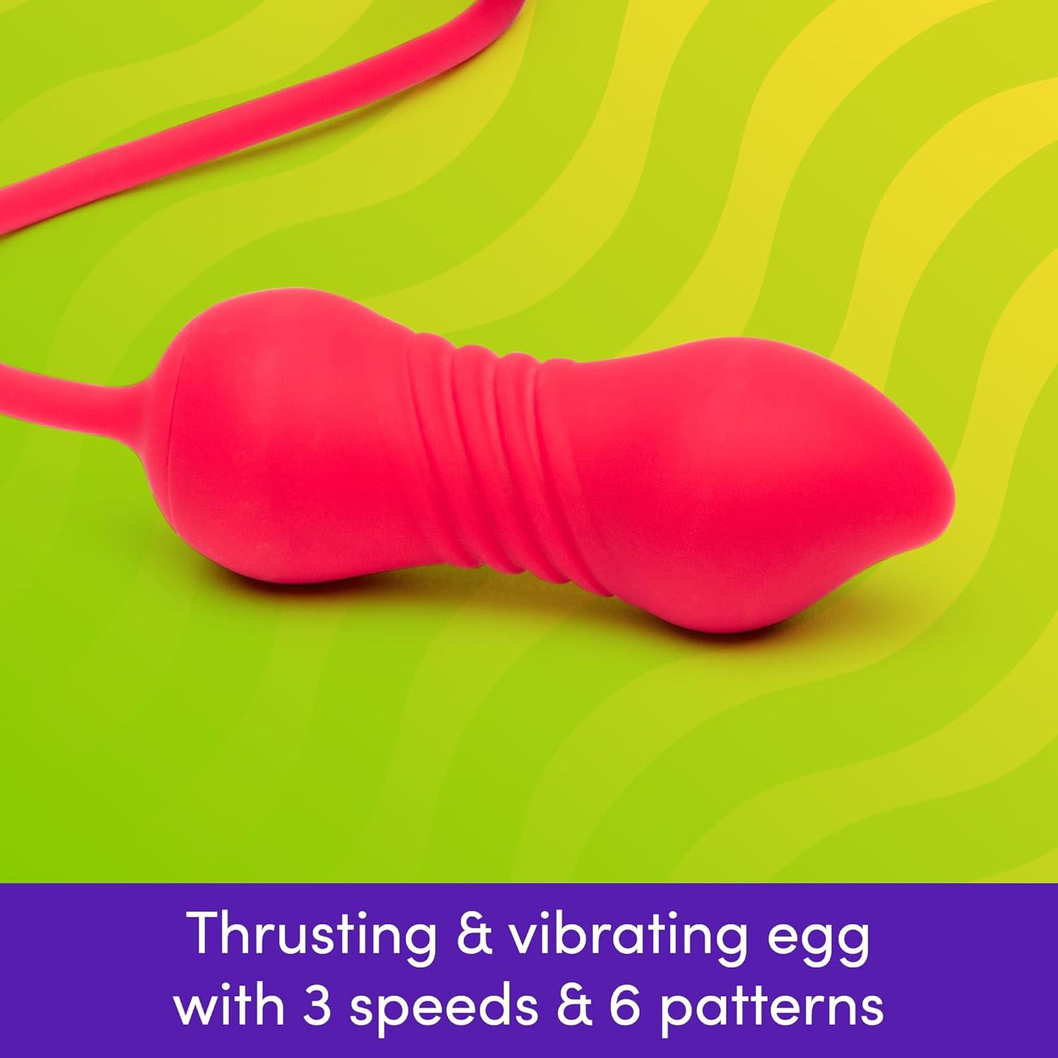 imageLovehoney Rose Sex Toy for Women 2 in 1 Clit Sucker amp Thrusting Vibrator Egg Adult Rose Toy with 6 Clit Stimulation Modes Rechargeable Thrusting Dildo GSpot Vibrator with Clitoral MassagerThrusting