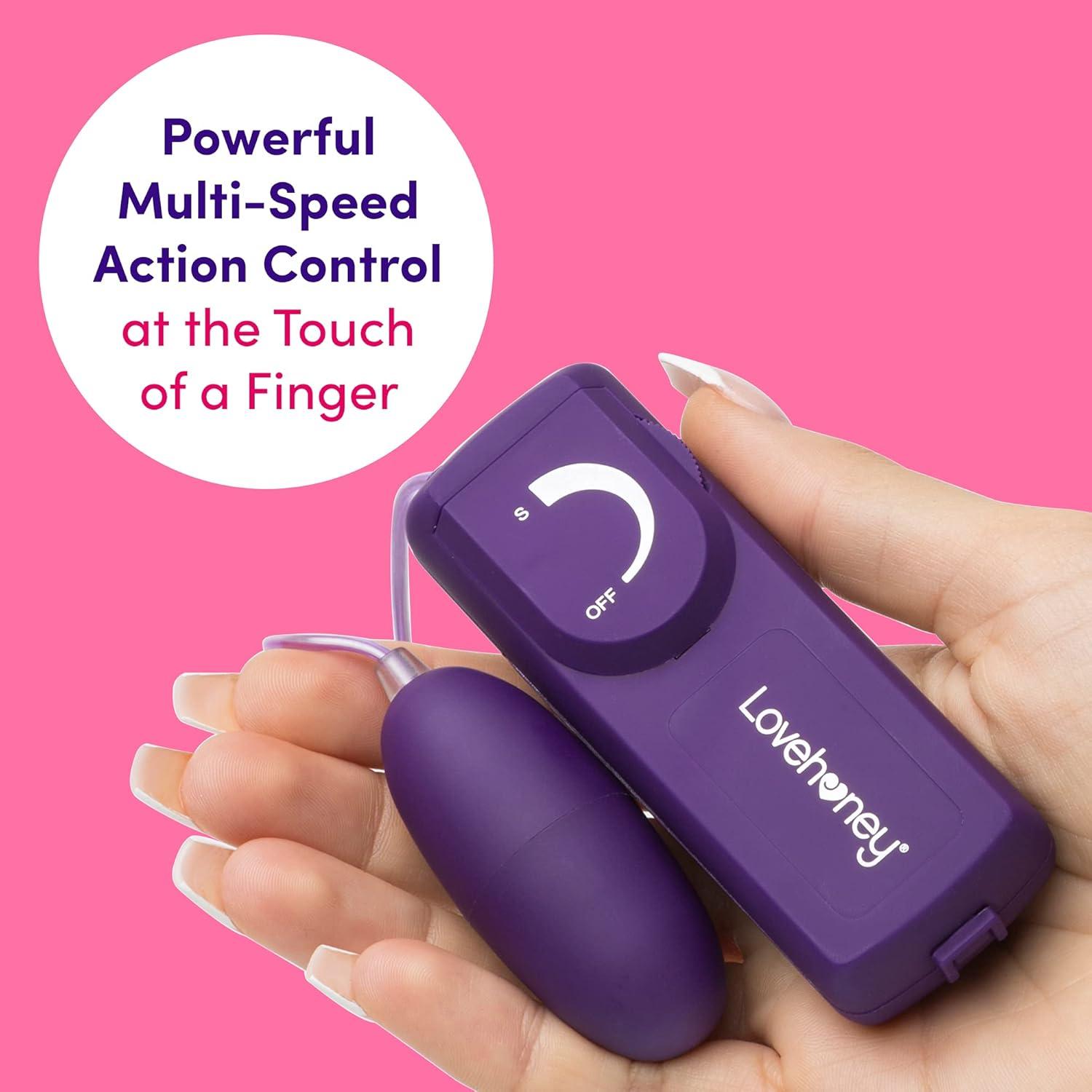 imageLovehoney Wickedly Powerful Vibrating Egg for Women Smooth 25 Inch Multispeed Bullet Vibrator 31 Inch Wired Remote Control Love Egg for Couples Purple