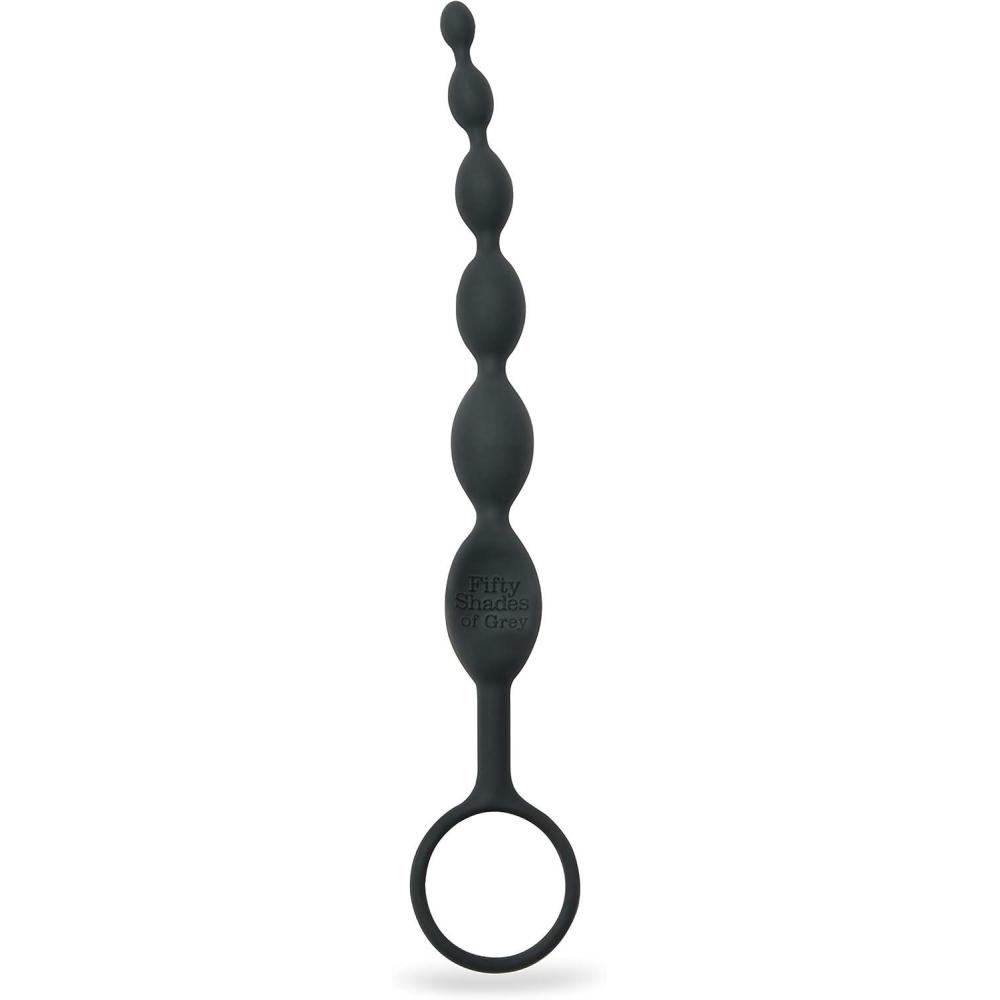imageFifty Shades of Grey Pleasure Intensified Black Silicone Anal Beads  Graduated Size  75 inch