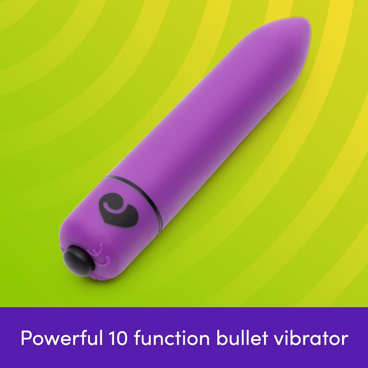 imageLovehoney Excite Bullet Vibrator 35 Inch Powerful Mini Massager 10 Function Single Button Control Quiet Bullet Vibrator for Women Waterproof amp Travel Proof Adult Pleasure Toy BluePurple