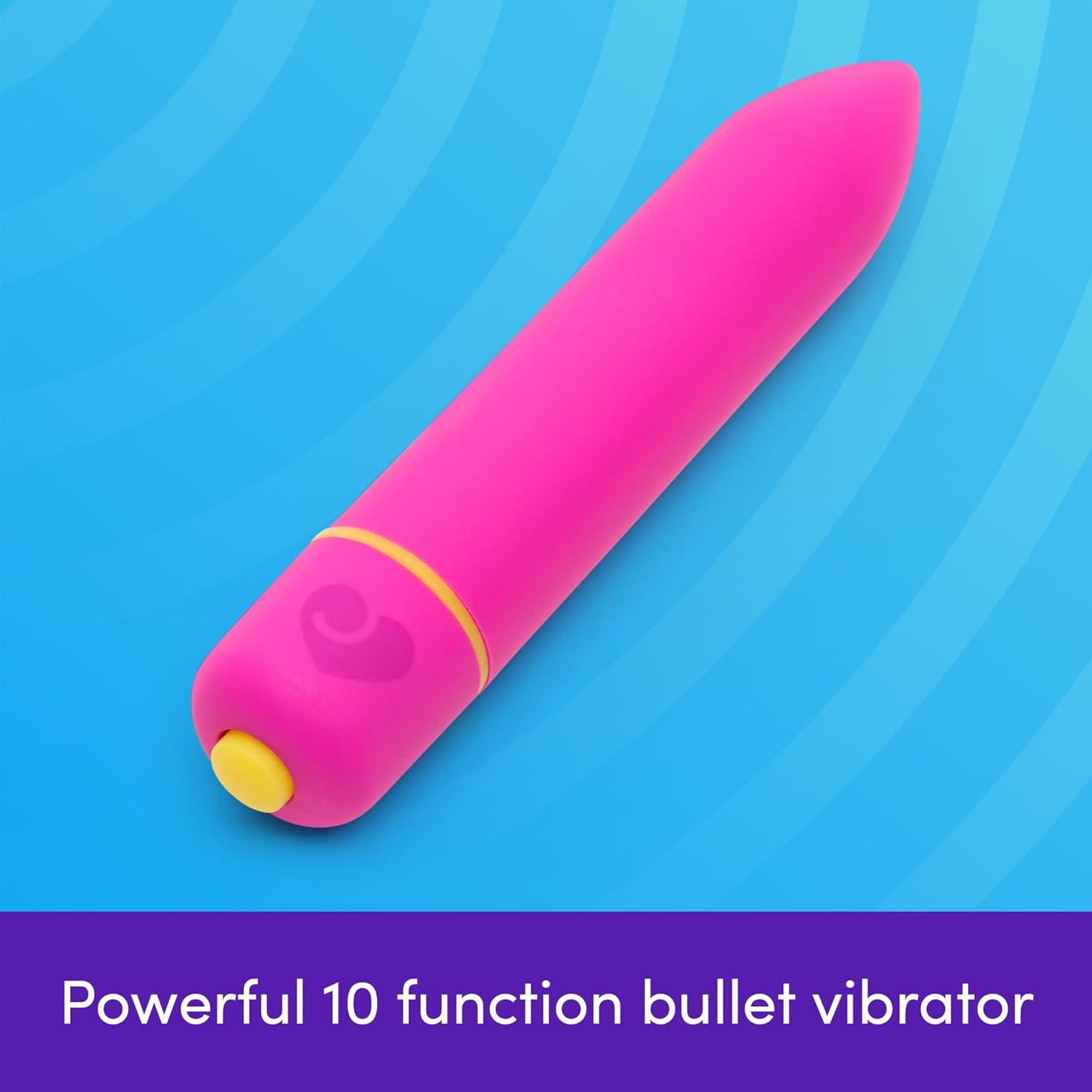 imageLovehoney Excite Bullet Vibrator 35 Inch Powerful Mini Massager 10 Function Single Button Control Quiet Bullet Vibrator for Women Waterproof amp Travel Proof Adult Pleasure Toy BluePink