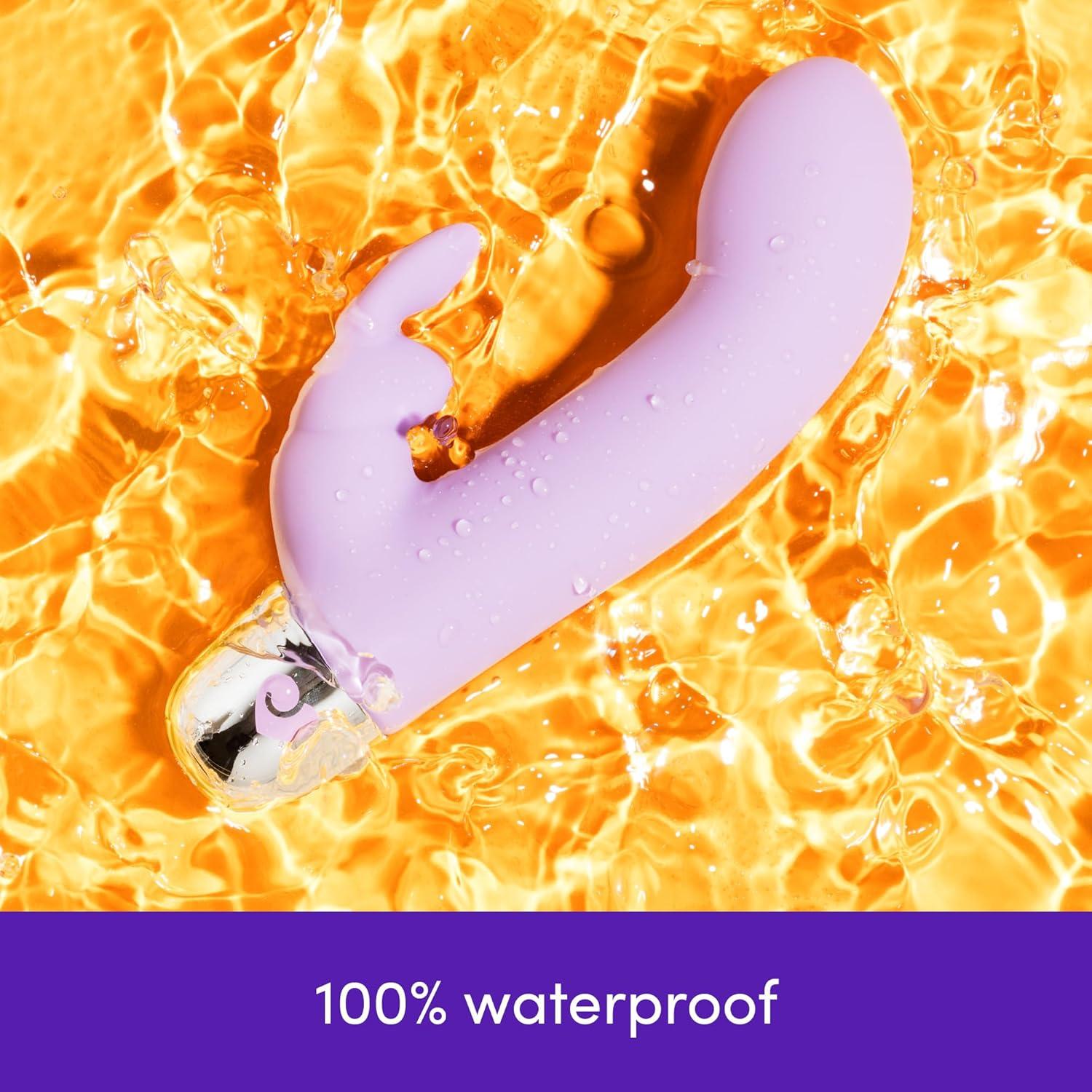 imageLovehoney Frisky Rabbit Vibrator 4 Inch Silicone Slimline G Spot Vibrator for Women Beginner Friendly 10 Function Dual Stimulation Adult Sex Toy Waterproof PurplePurple