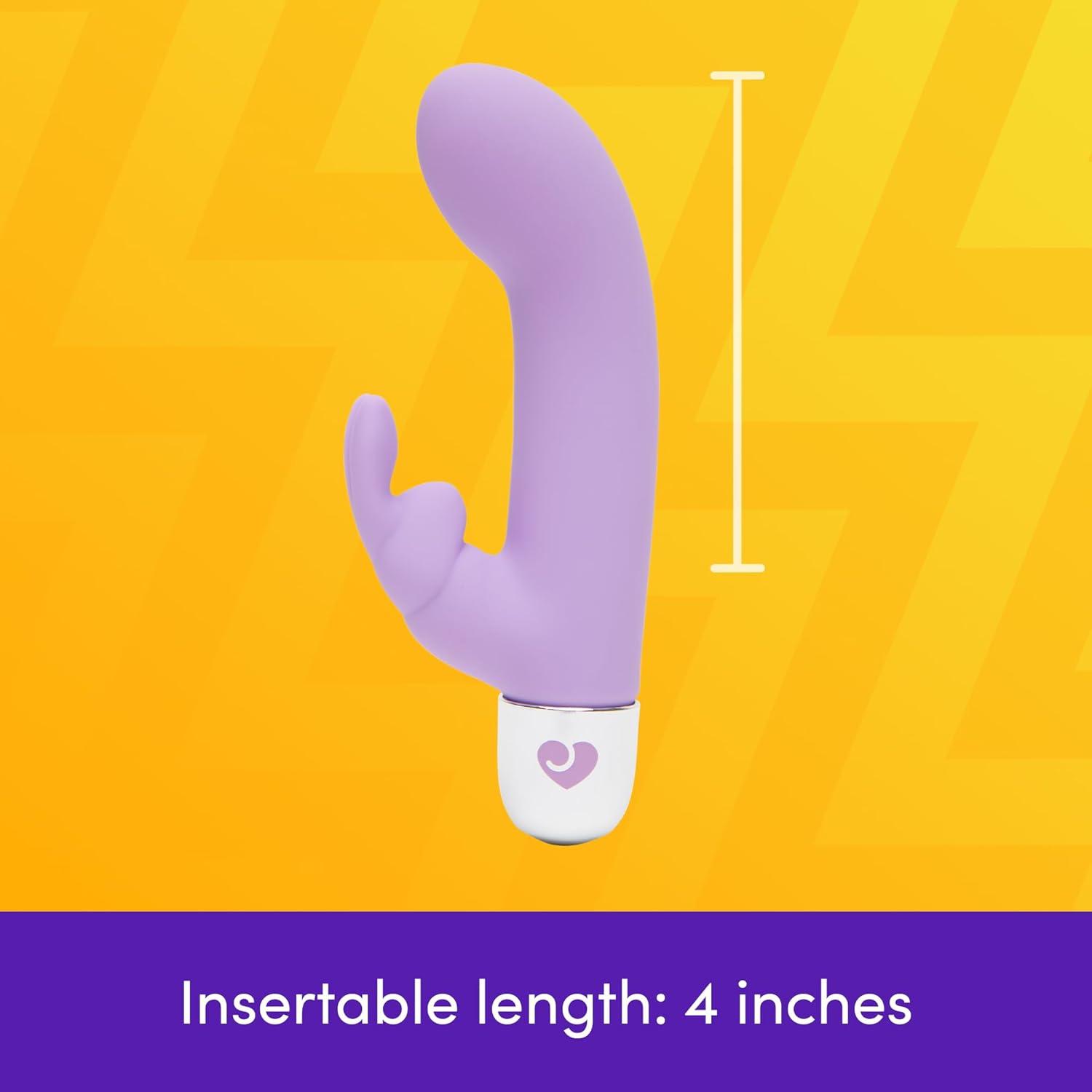 imageLovehoney Frisky Rabbit Vibrator 4 Inch Silicone Slimline G Spot Vibrator for Women Beginner Friendly 10 Function Dual Stimulation Adult Sex Toy Waterproof PurplePurple