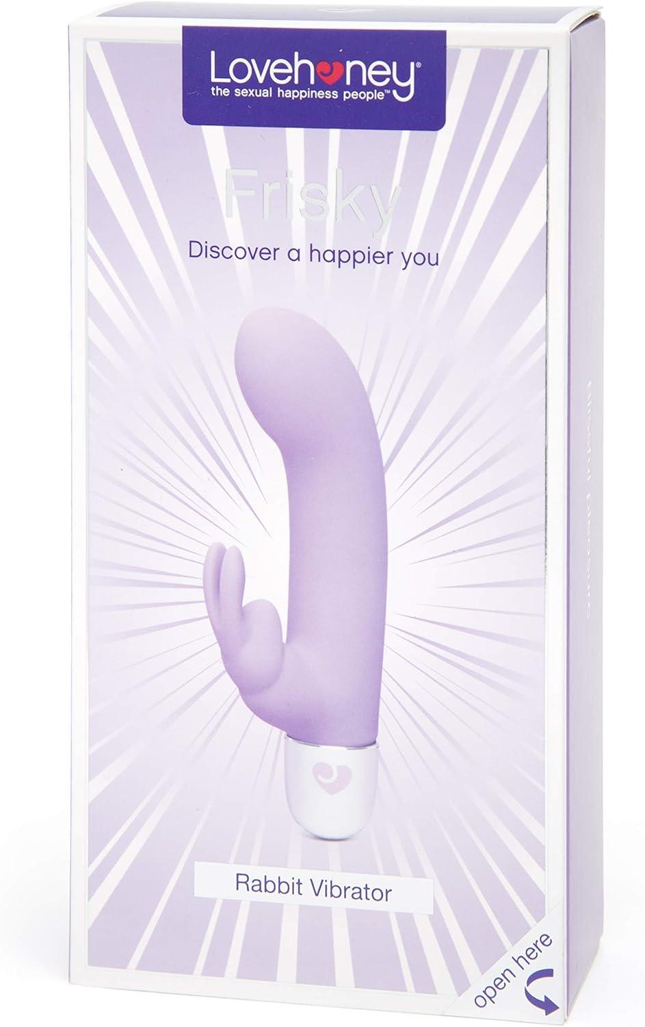 imageLovehoney Frisky Rabbit Vibrator 4 Inch Silicone Slimline G Spot Vibrator for Women Beginner Friendly 10 Function Dual Stimulation Adult Sex Toy Waterproof PurplePurple