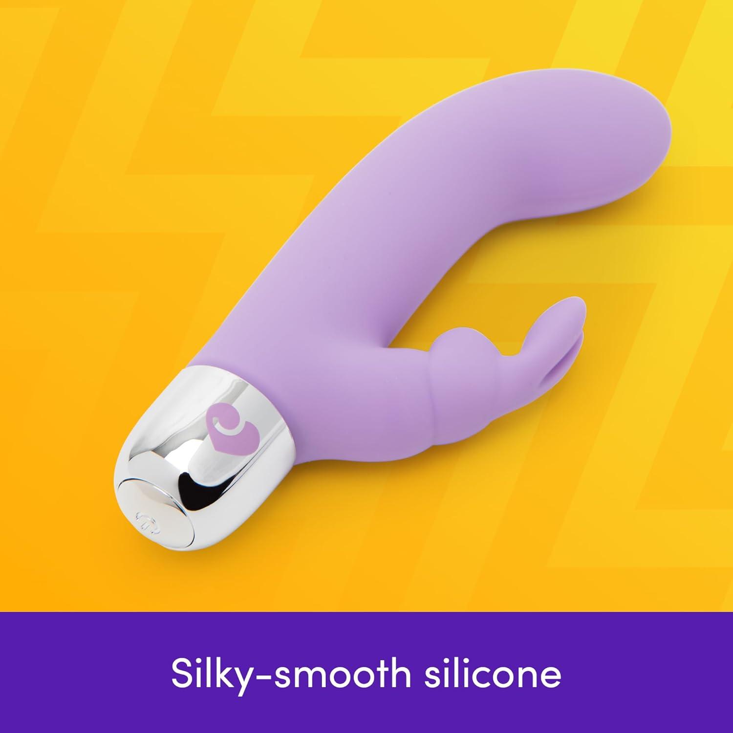 imageLovehoney Frisky Rabbit Vibrator 4 Inch Silicone Slimline G Spot Vibrator for Women Beginner Friendly 10 Function Dual Stimulation Adult Sex Toy Waterproof PurplePurple