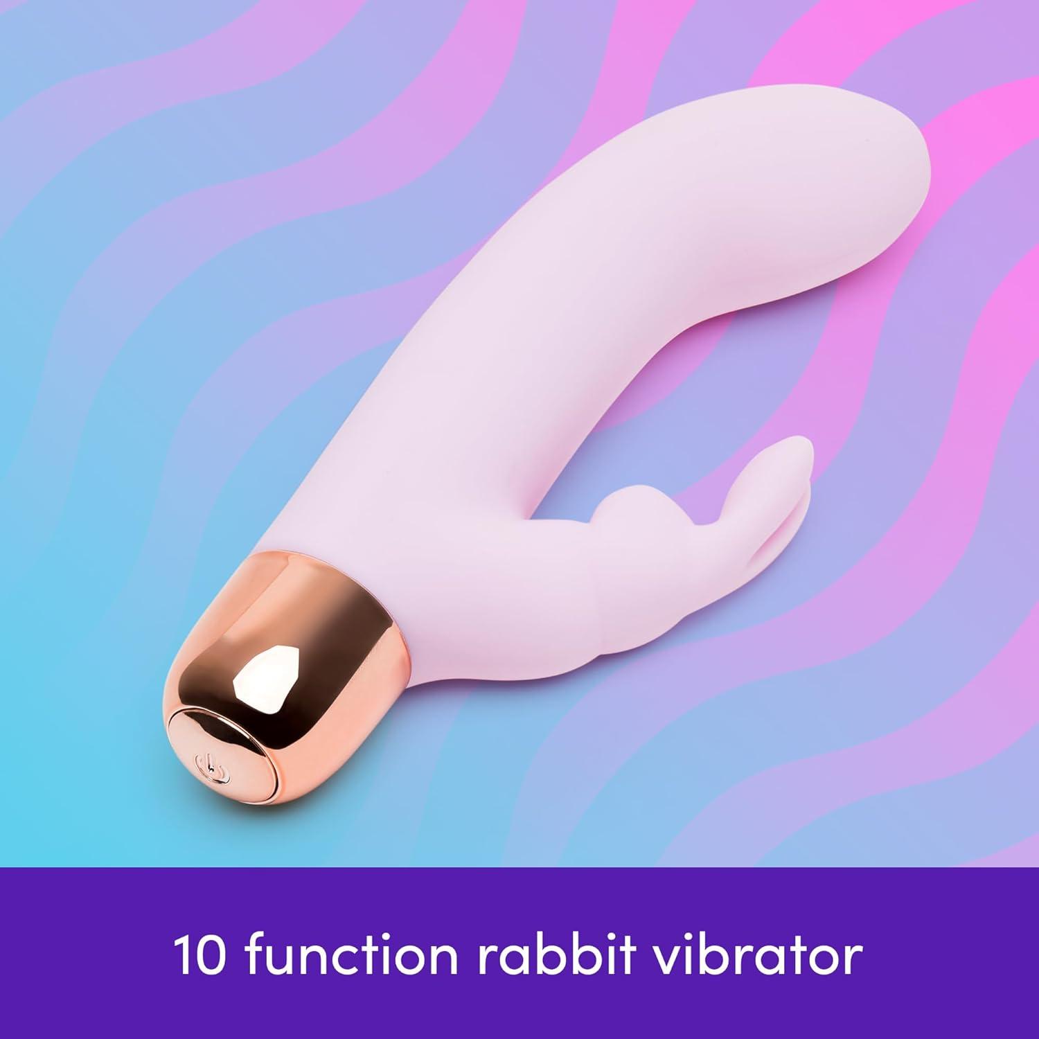imageLovehoney Frisky Rabbit Vibrator 4 Inch Silicone Slimline G Spot Vibrator for Women Beginner Friendly 10 Function Dual Stimulation Adult Sex Toy Waterproof PurpleFrisky Pink