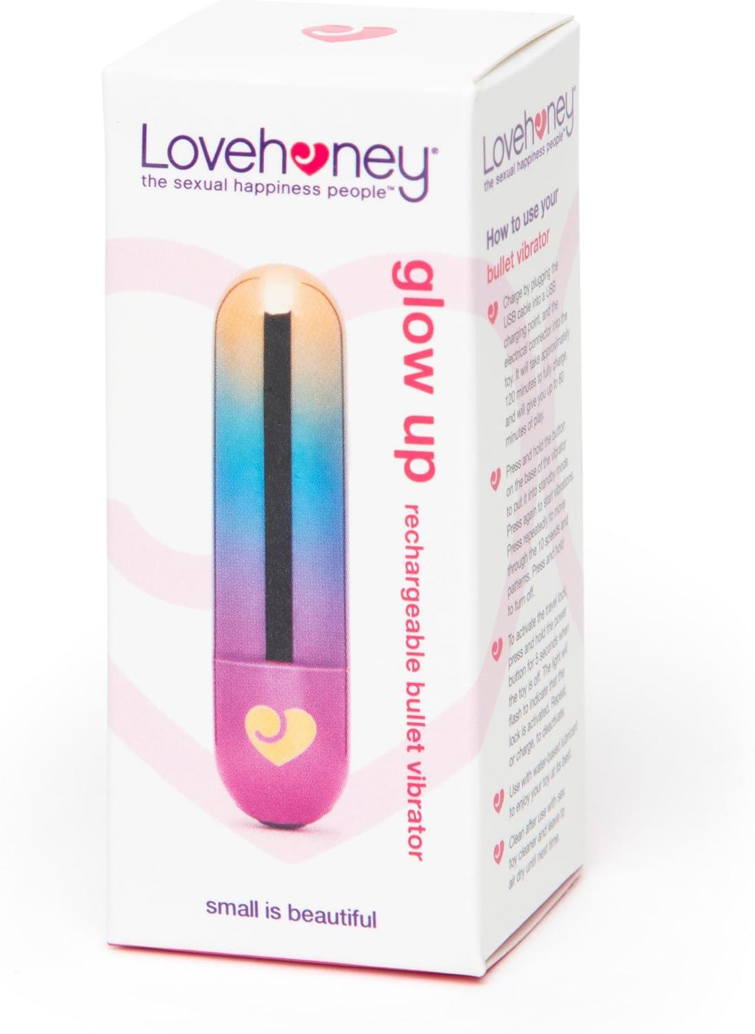 imageLovehoney Glow Up Bullet Vibrator for Women Discreet Mini Vibrator Bullet Personal Massager Adult Toy 10 Vibration Modes Rechargeable Clitoral Stimulator Adult Sex Toys for Couples BlackRainbow
