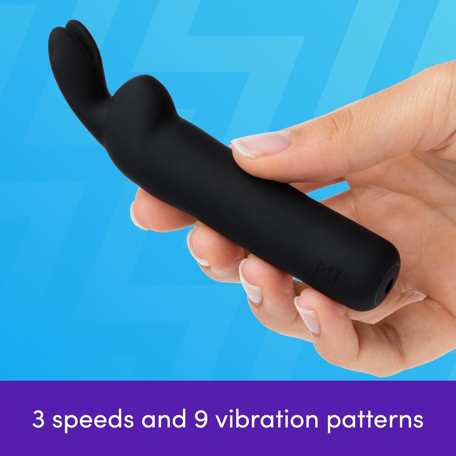 imageLovehoney Happy Rabbit Bullet Vibrator for Women Silicone Mini Vibrator Bullet Personal Massager Adult Toy 12 Vibration Modes Rachargeable Clitoral Stimulator Adult Sex Toys for Couples Black