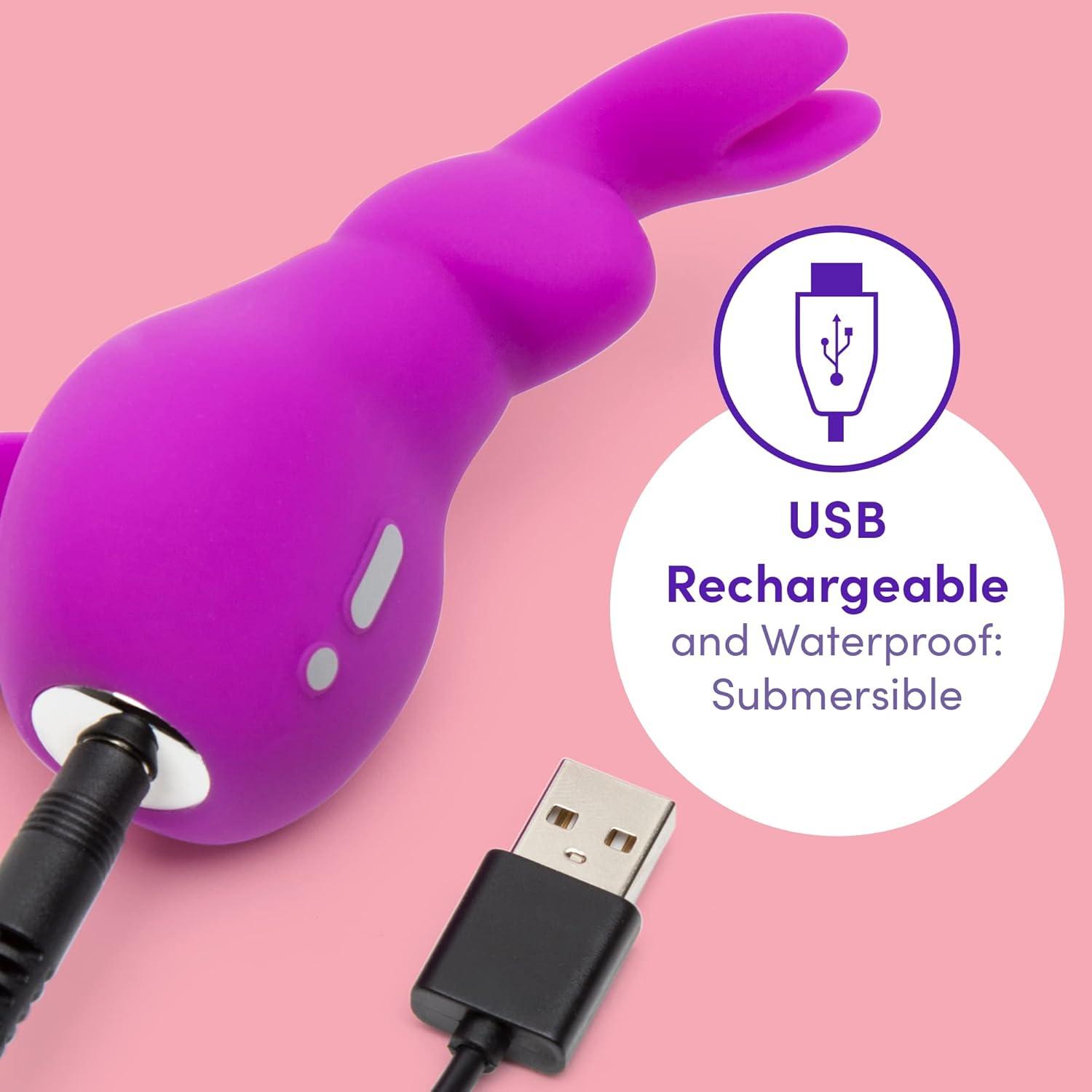 imageLovehoney Happy Rabbit Mini Ears Clitoral Vibrator Small Clitoral Rabbit Vibrator for Women Thick Flexible Stimulating Ears Rechargeable amp Waterproof Pink