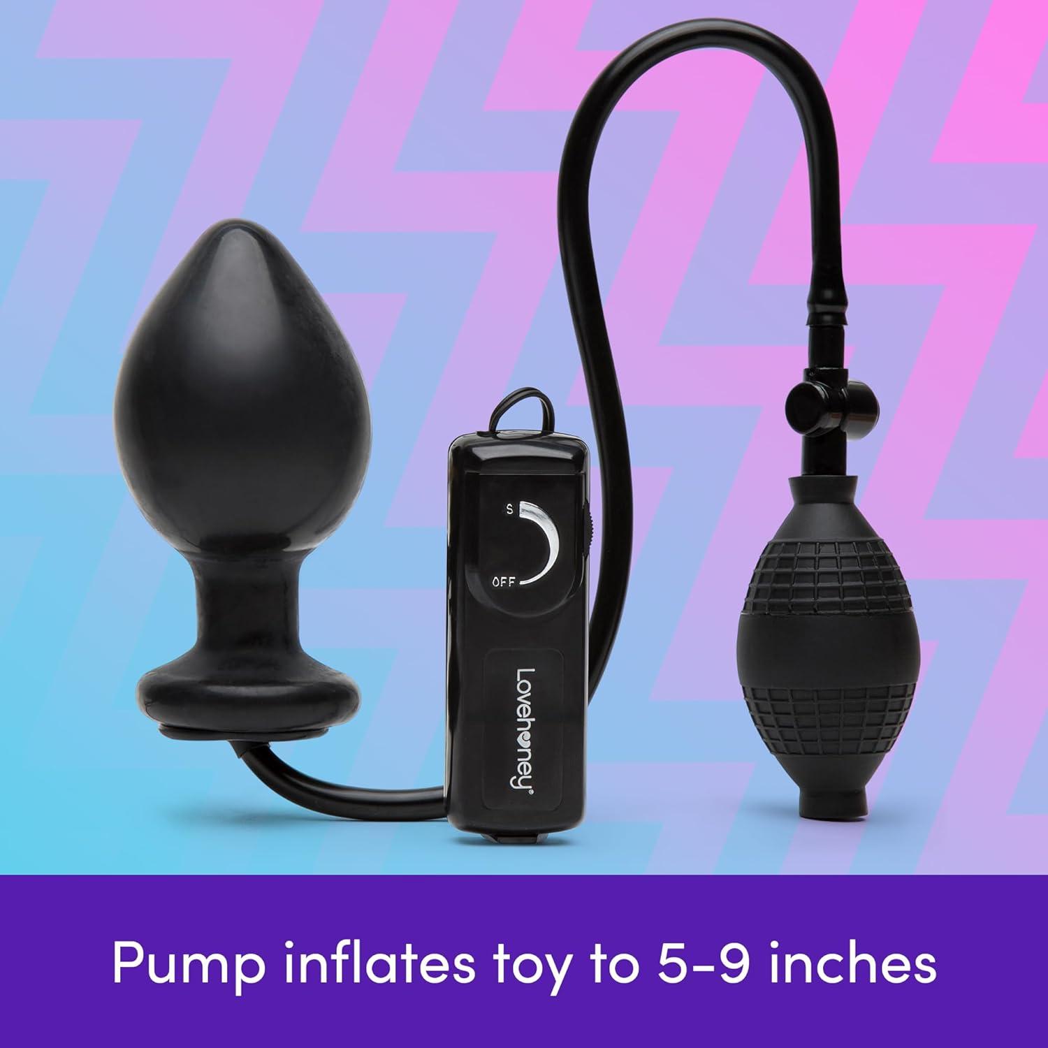 imageLovehoney Inflatable Vibrating Anal Plug amp Get Hard Set of 3 Cock Rings Couples Sex Toys Bundle
