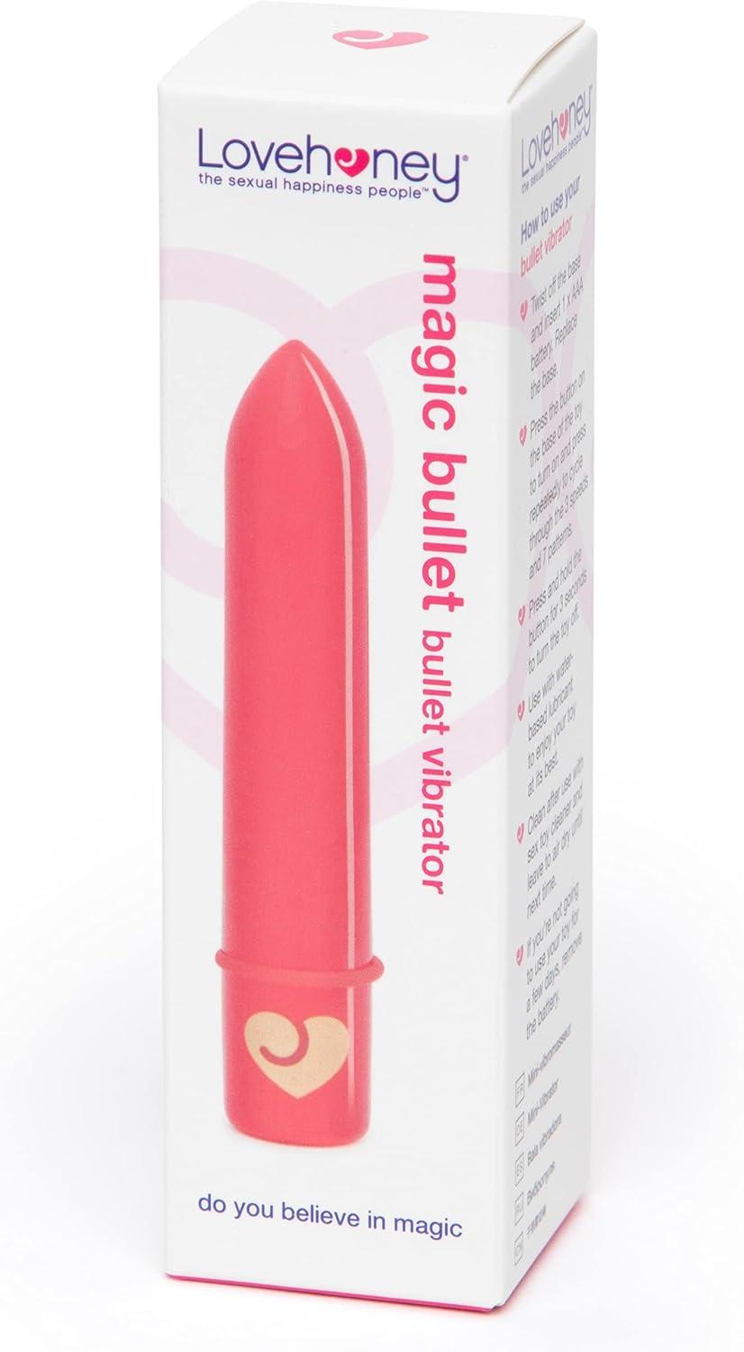 imageLovehoney Magic Bullet Vibrator 4 Inch Vibrating Bullet with Tapered Tip 10 Function Multispeed Mini Vibrator for Women Lipstick Stimulator Waterproof Sex Toys for Couples PurpleRed