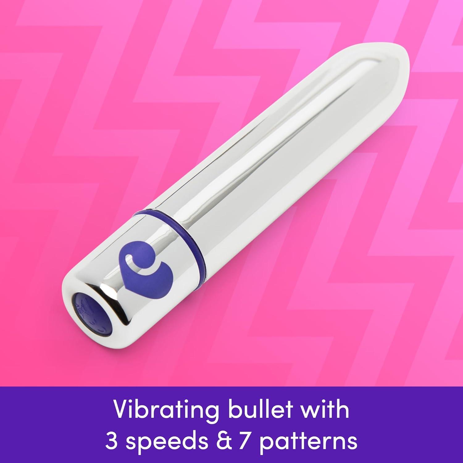 imageLovehoney Magic Bullet Vibrator 4 Inch Vibrating Bullet with Tapered Tip 10 Function Multispeed Mini Vibrator for Women Lipstick Stimulator Waterproof Sex Toys for Couples PurpleSilver
