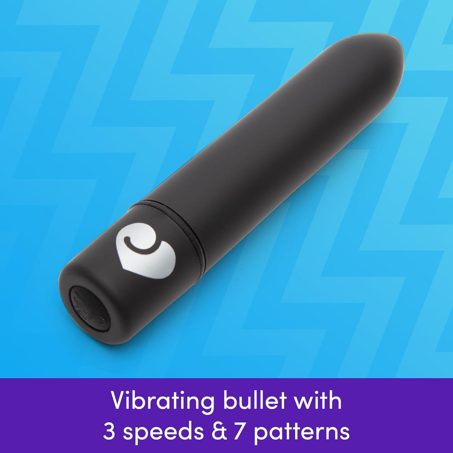 imageLovehoney Magic Bullet Vibrator 4 Inch Vibrating Bullet with Tapered Tip 10 Function Multispeed Mini Vibrator for Women Lipstick Stimulator Waterproof Sex Toys for Couples PurpleBlack
