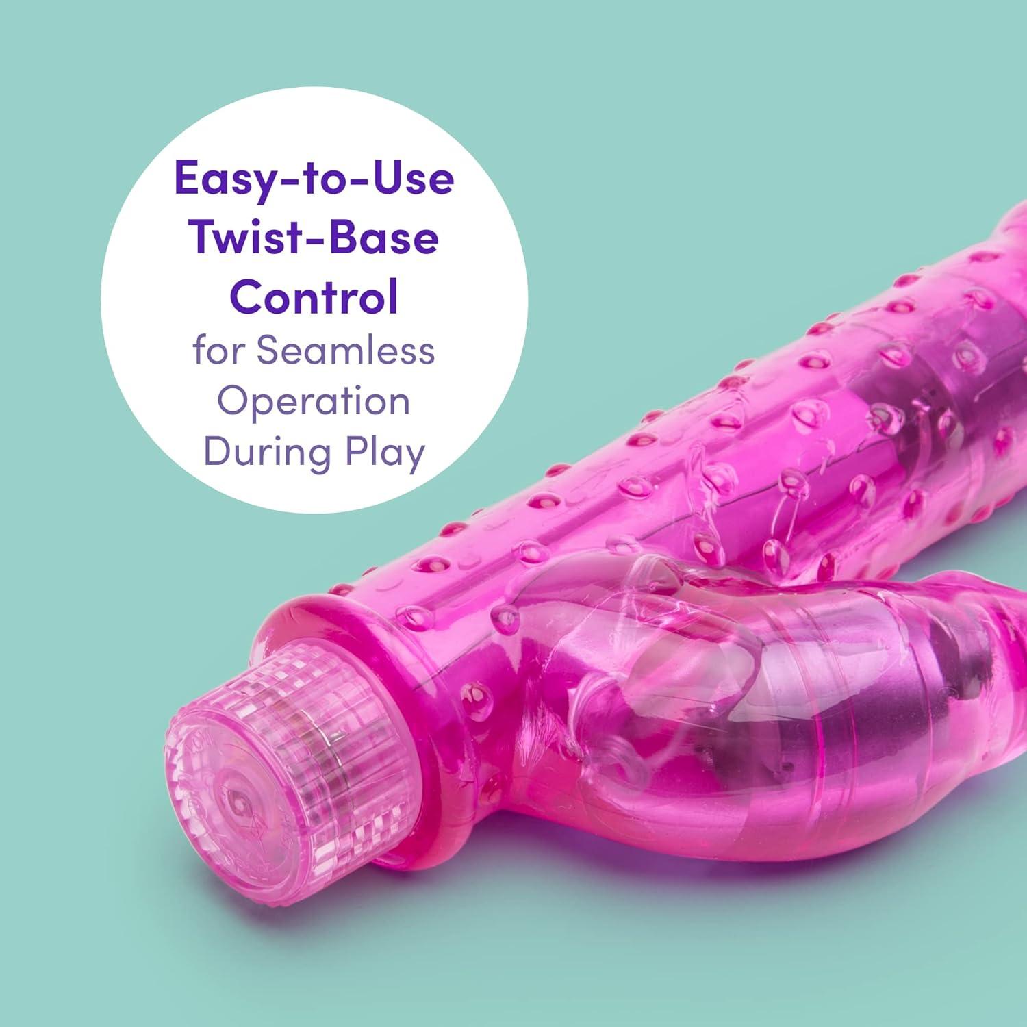 imageLovehoney Textured Rabbit Vibrator 45 Inch Beginner Friendly G Spot Vibrator for Women Easy to Use Multispeed Adult Sex Toy Waterproof Pink