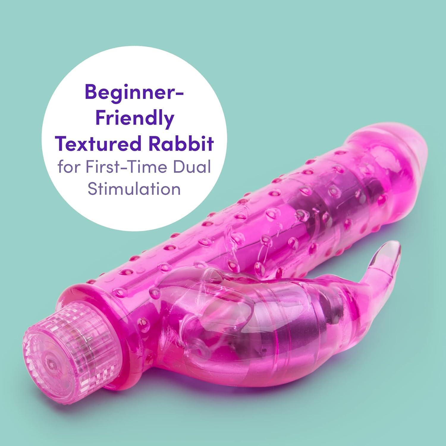imageLovehoney Textured Rabbit Vibrator 45 Inch Beginner Friendly G Spot Vibrator for Women Easy to Use Multispeed Adult Sex Toy Waterproof Pink
