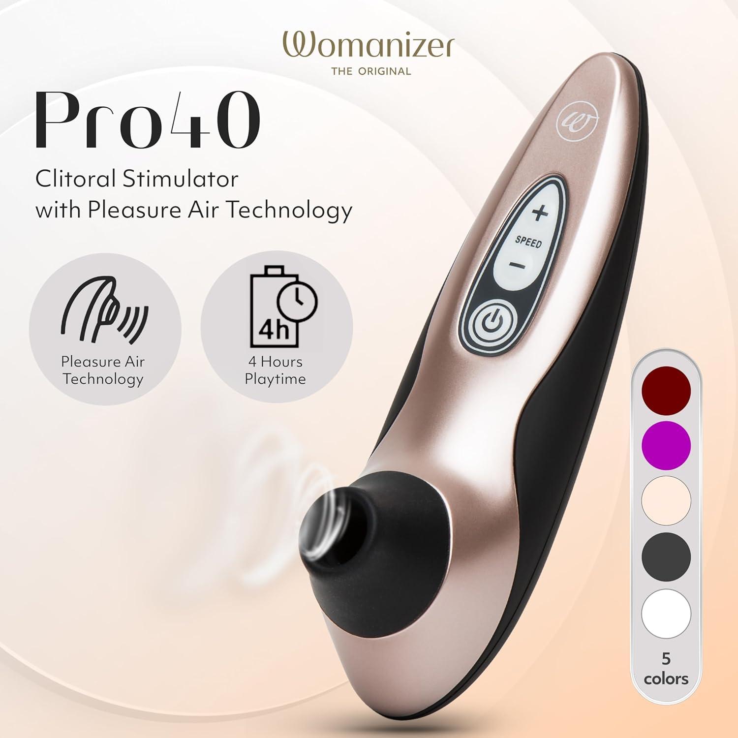 imageWomanizer Pro40 Rose Gold Pleasure Air Clitoris Sucker Lovehoney Enjoy Water Based Lube 85 fl oz amp Pack of 25 Fresh Sex Toy Wipes Womens Sex Toys Bundle