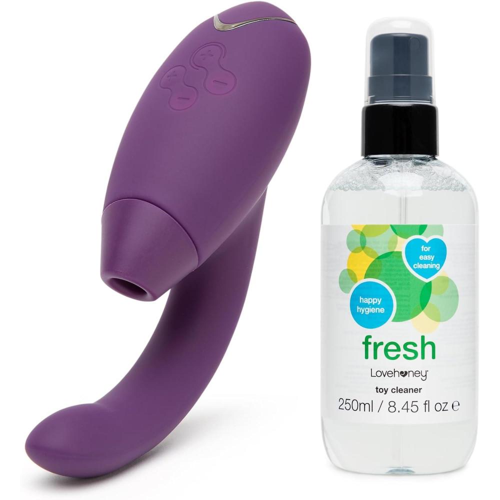 imageWomanizer InsideOut Dual Stimulation Clitoris Sucker amp Lovehoney Fresh Sex Toy Cleaner Spray 85 fl oz Female Sex Toys Bundle