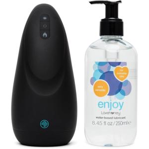 Lovehoney Blowmotion Warming Male Masturbator & Enjoy Water Based Lube 8.4fl oz – Male Sex Toy Kit Bundle
