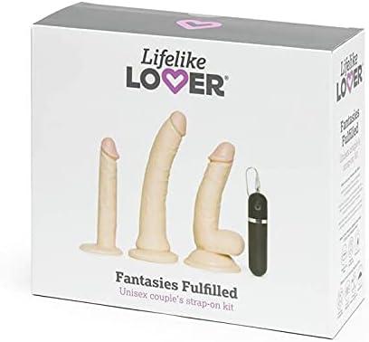 imageLovehoney Lifelike Lover Strap On Dildo Kit Includes 6 Inch Vibrating Dildo 8 Inch Realistic 6 in Slimline Anal Massager 3 ORings amp Adjustable Harness Flesh Pink