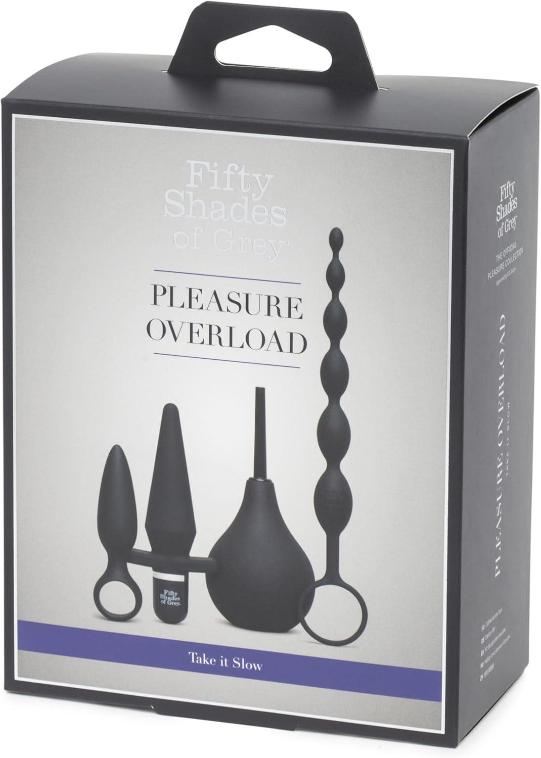 imageFifty Shades of Grey 4 Piece Anal Toys Starter Kit with Silicone Butt Plug Vibrating Butt Plug Anal Beads amp Douche Waterproof Black